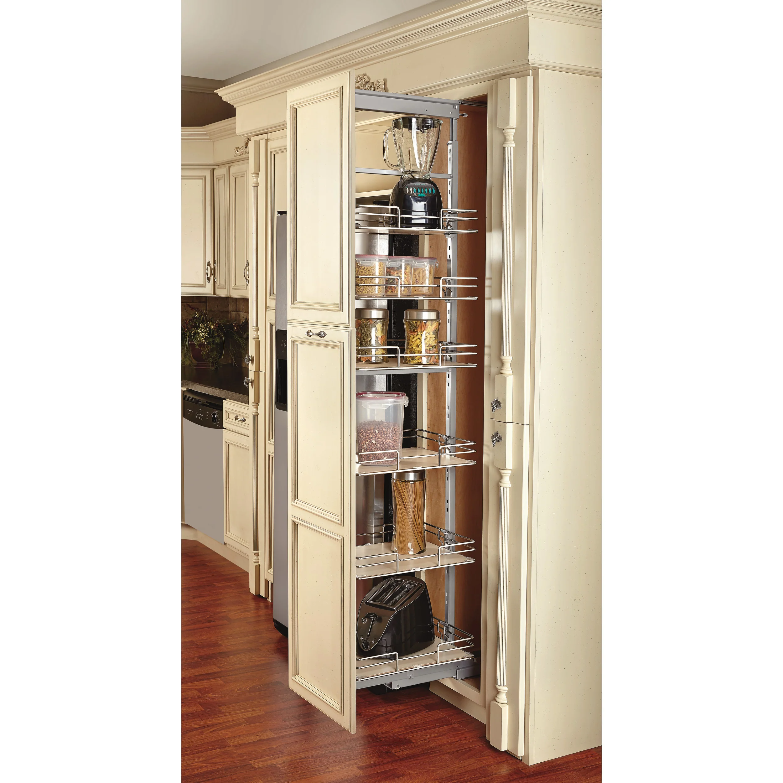 14 in Tall Pullout Maple Pantry w/Soft-Close Chrome 14.5 in (368 mm) W x 19.5 in (495 mm) D x 59.5 in (1511 mm) H - Image 3