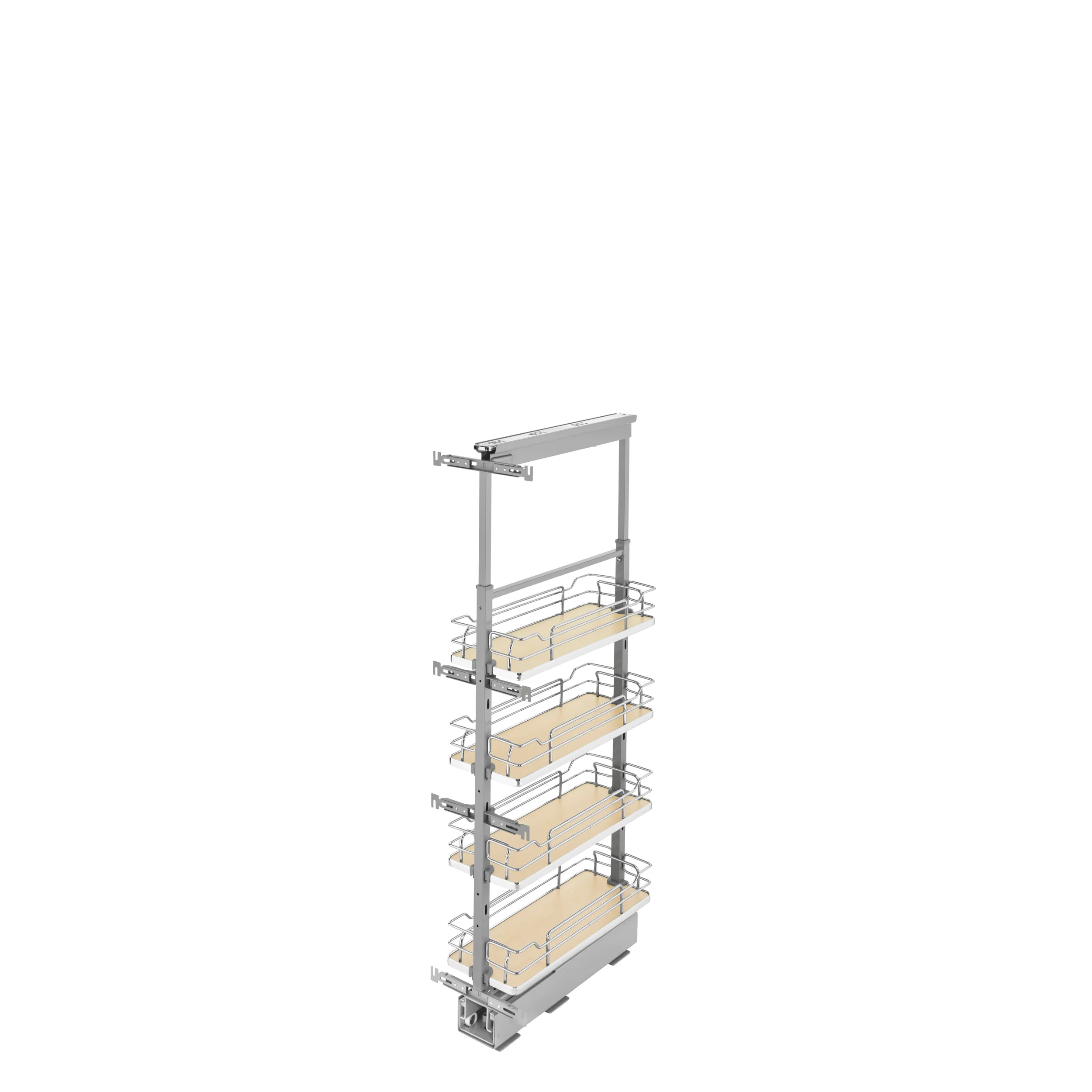 8 in Chrome Solid Bottom Pantry Pullout Soft Close Natural 8.25 in (210 mm) W x 21.69 in (551 mm) D x 43.41 in (1103 mm) H - Image 2
