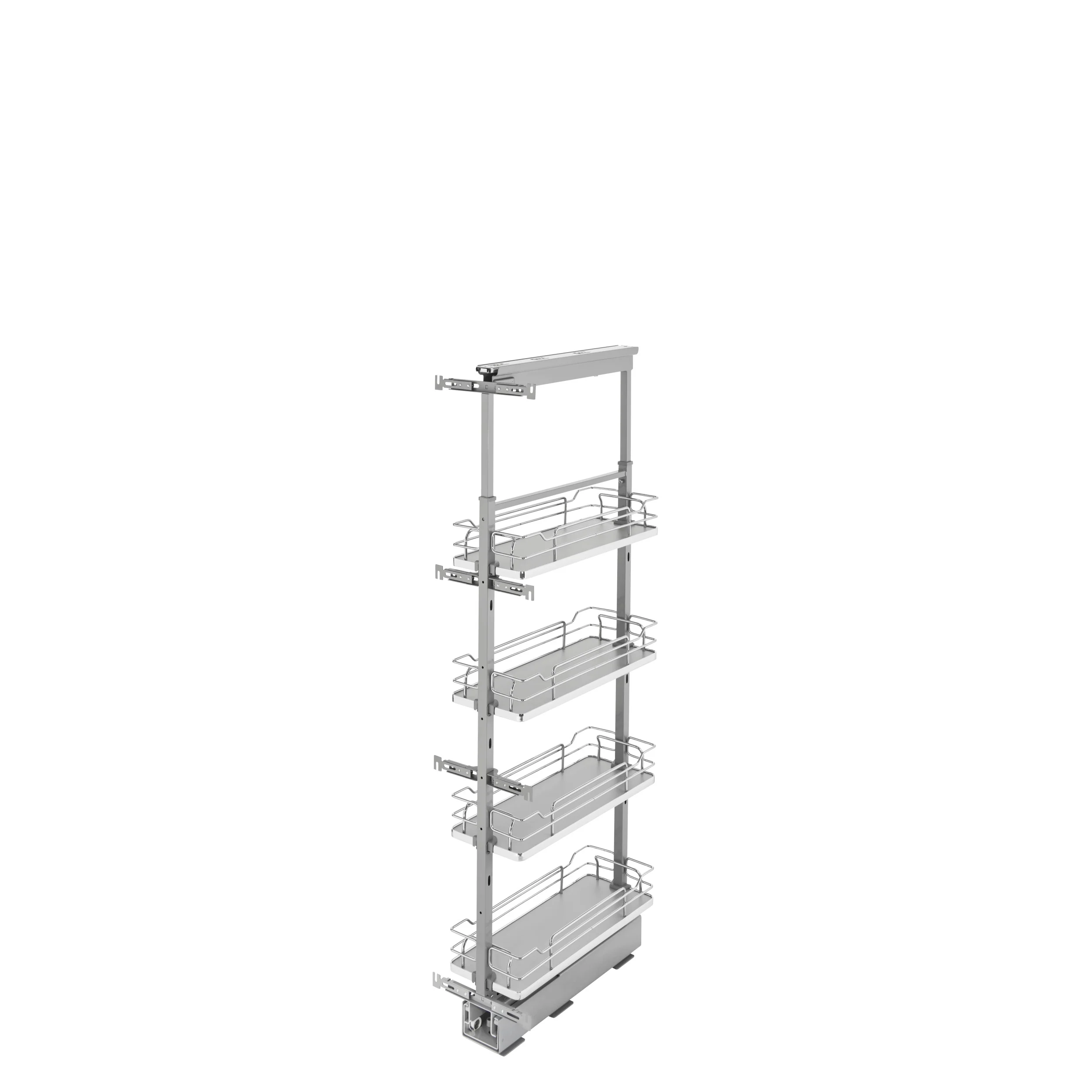 8 in Chrome Solid Bottom Pantry Pullout Soft Close Gray 8.25 in (210 mm) W x 21.69 in (551 mm) D x 50.75 in (1289 mm) H - Image 6