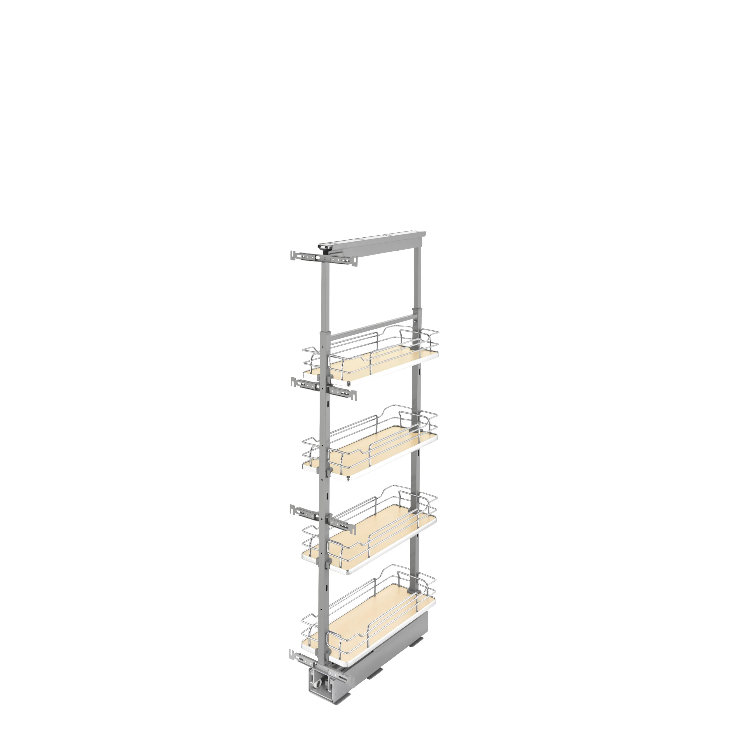 8 in Chrome Solid Bottom Pantry Pullout Soft Close Natural  8.25 in (210 mm) W x 21.69 in (551 mm) D x 50.75 in (1289 mm) H - Image 3