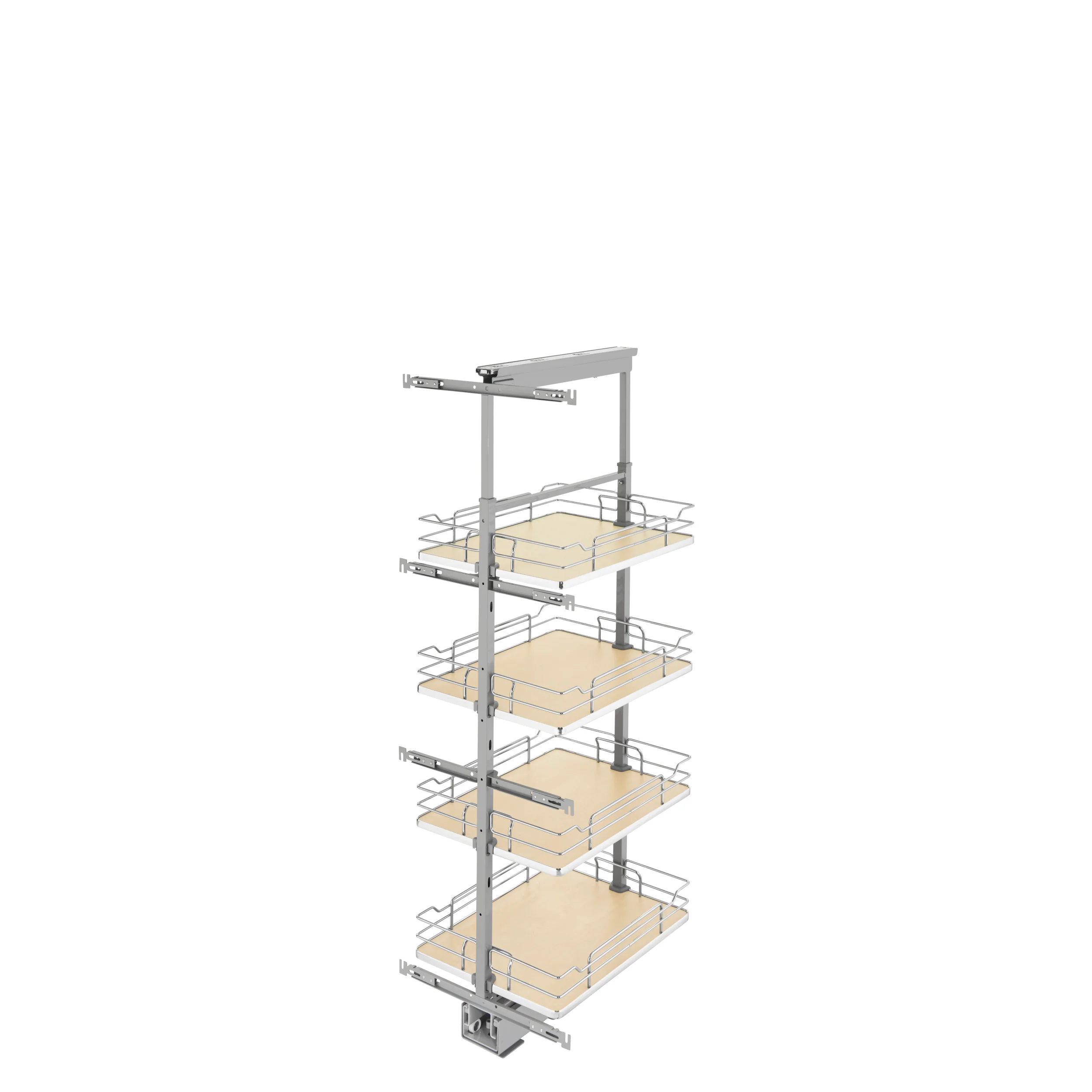 16 in Chrome Solid Bottom Pantry Pullout Soft Close Natural 16.25 in (413 mm) W x 21.69 in (551 mm) D x 50.75 in (1289 mm) H - Image 2