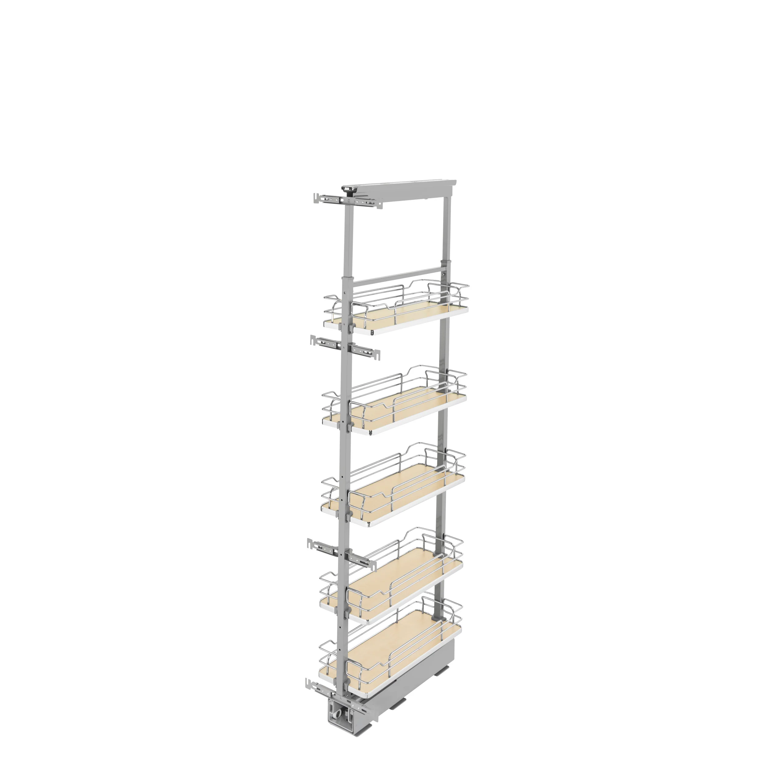 8 in Chrome Solid Bottom Pantry Pullout Soft Close Natural 8.25 in (210 mm) W x 21.69 in (551 mm) D x 58.25 in (1480 mm) H - Image 6