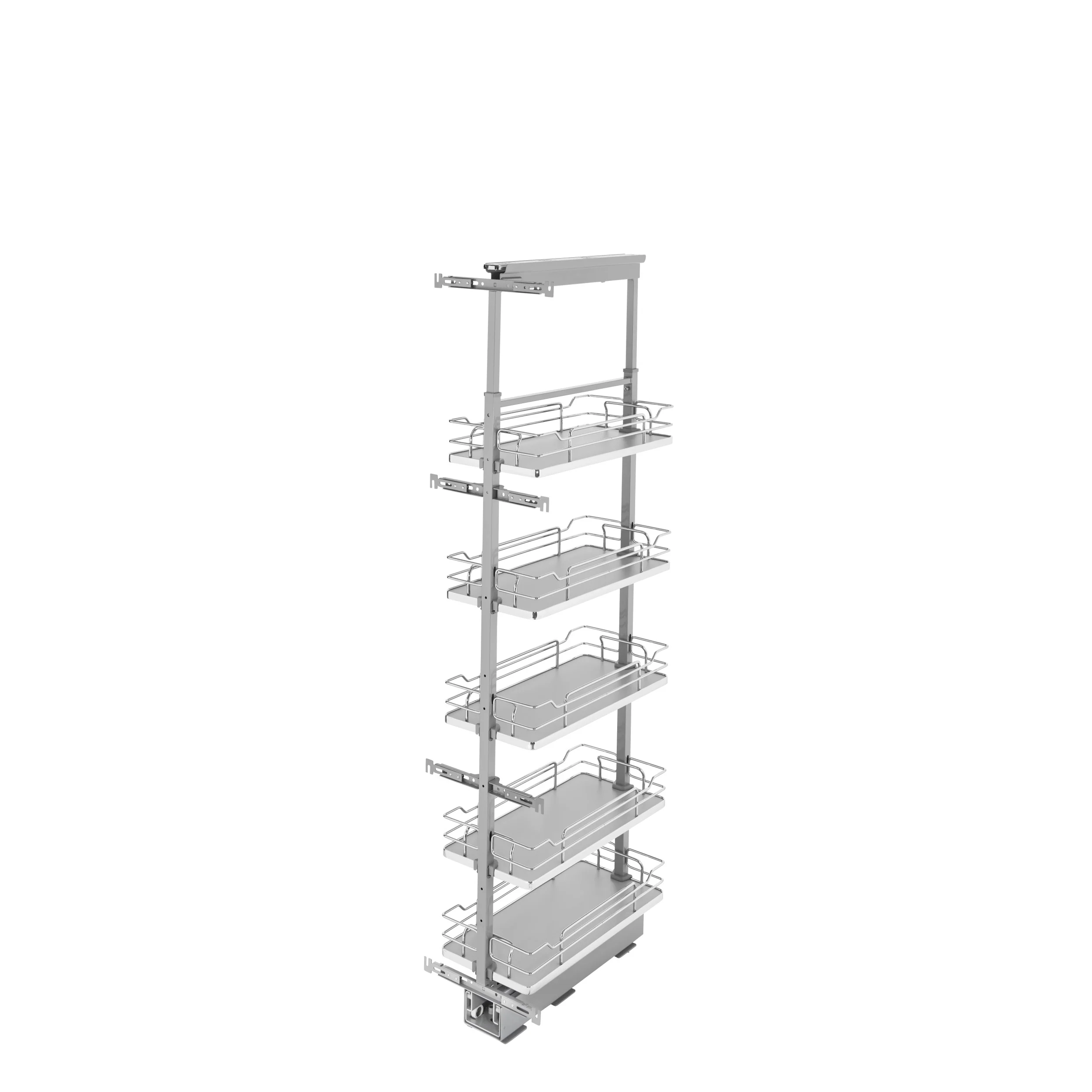 10 in Chrome Solid Bottom Pantry Pullout Soft Close Gray  10.25 in (260 mm) W x 21.69 in (551 mm) D x 58.25 in (1480 mm) H - Image 2