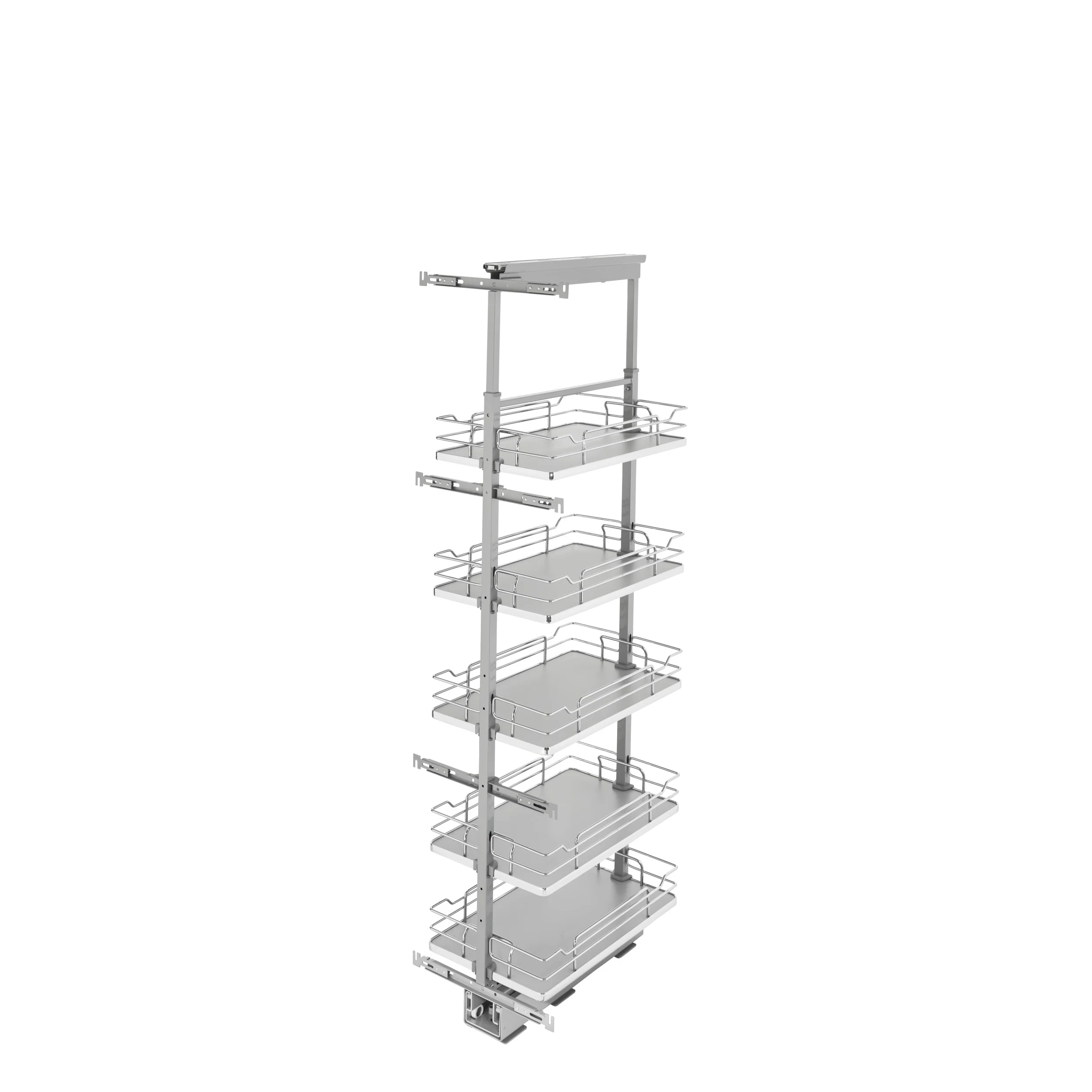 13 in Chrome Solid Bottom Pantry Pullout Soft Close Gray  13.25 in (337 mm) W x 21.68 in (551 mm) D x 58.25 in (1480 mm) H - Image 5