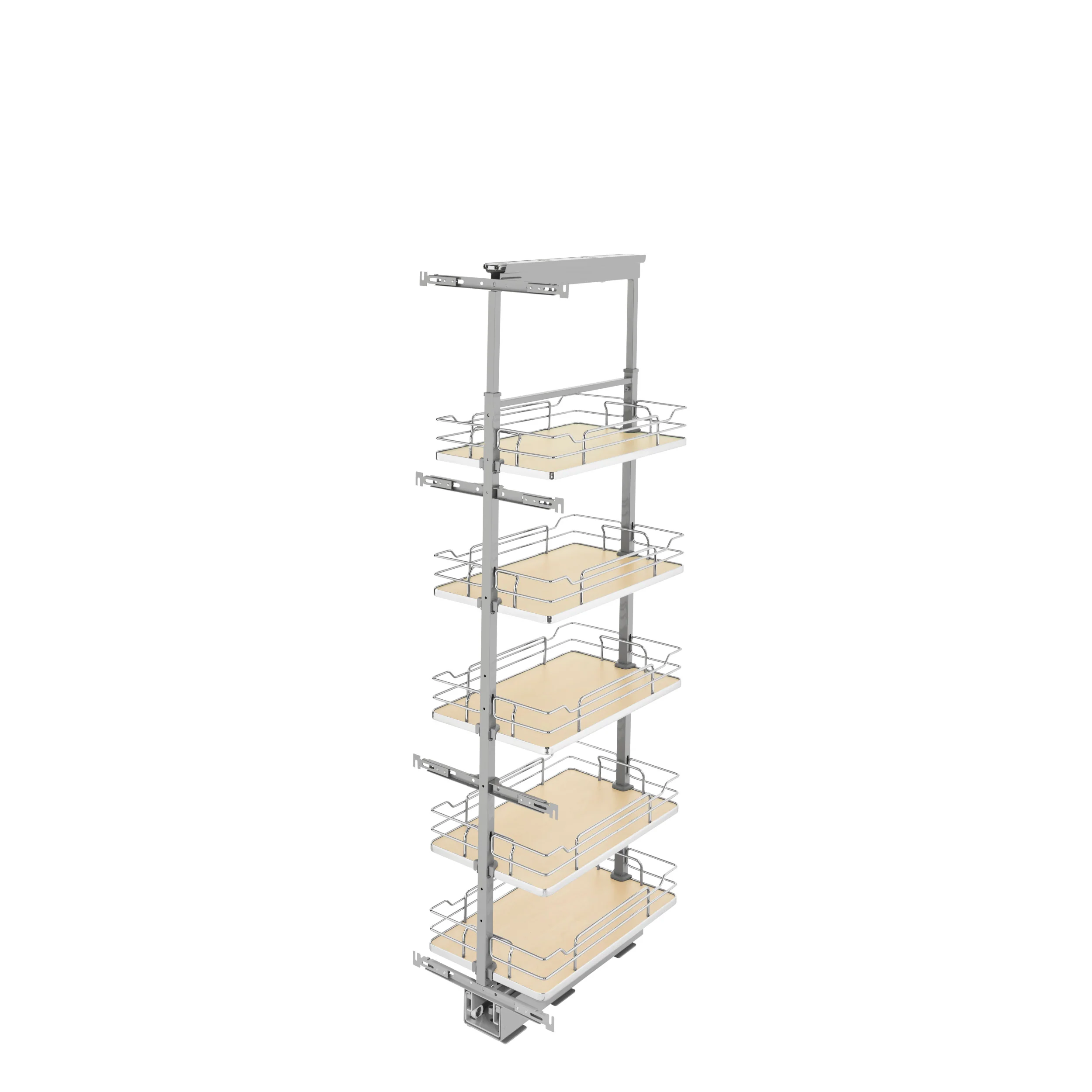 13 in Chrome Solid Bottom Pantry Pullout Soft Close Natural 13.25 in (337 mm) W x 21.69 in (551 mm) D x 58.25 in (1480 mm) H - Image 3