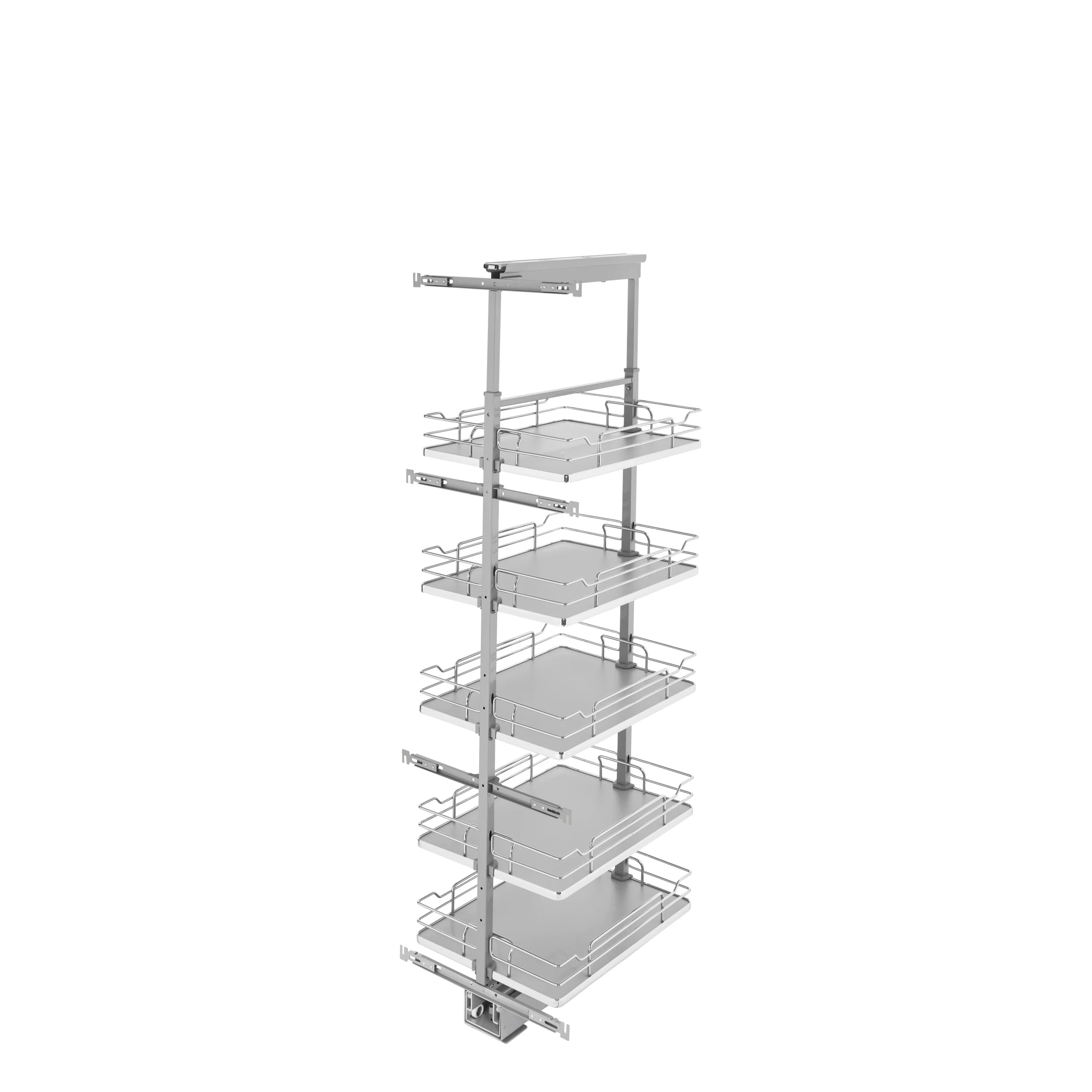 16 in Chrome Solid Bottom Pantry Pullout Soft Close Gray  16.25 in (413 mm) W x 21.67 in (550 mm) D x 58.25 in (1480 mm) H - Image 4