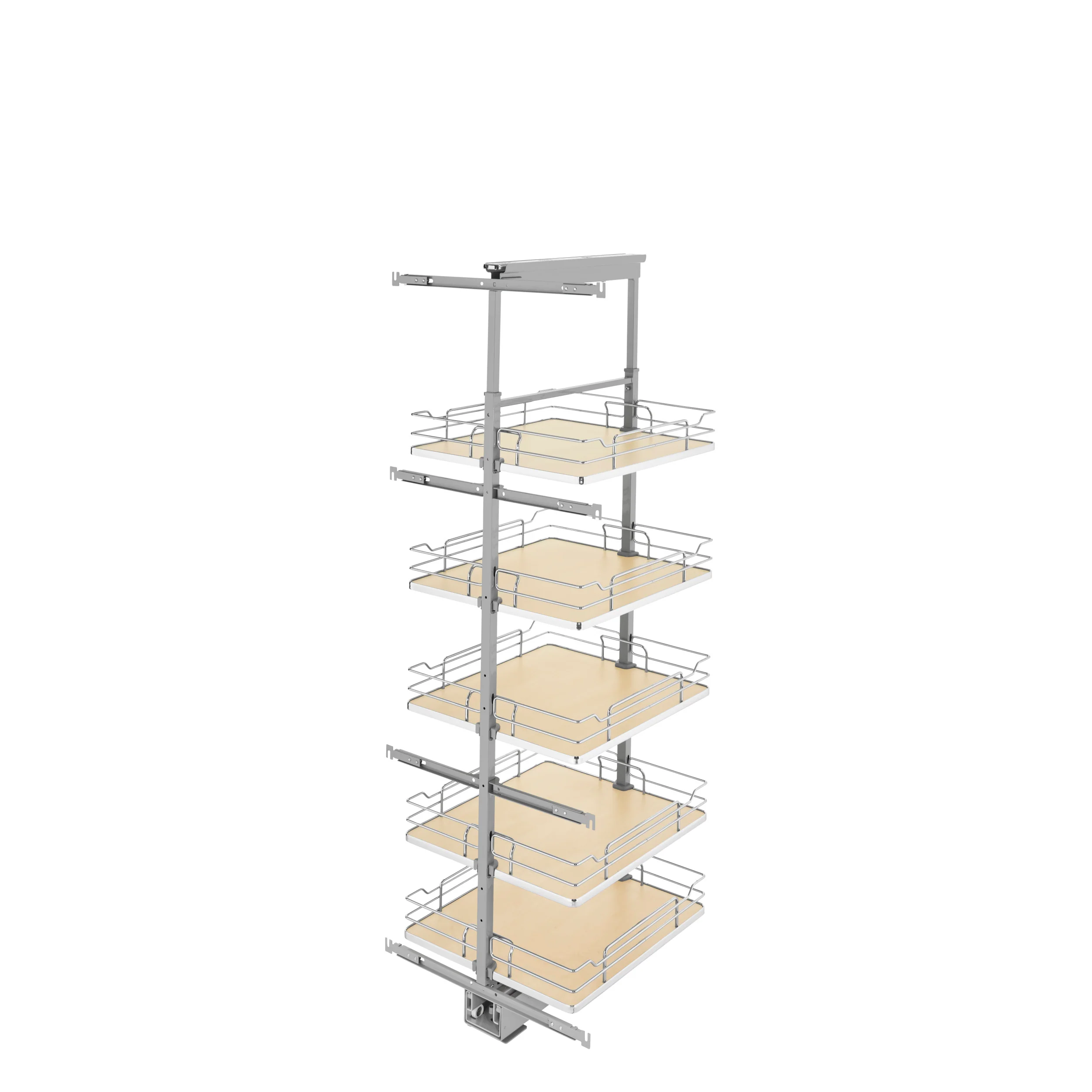 19 in Chrome Solid Bottom Pantry Pullout Soft Close Natural 19.25 in (489 mm) W x 21.69 in (551 mm) D x 58.25 in (1480 mm) H - Image 5