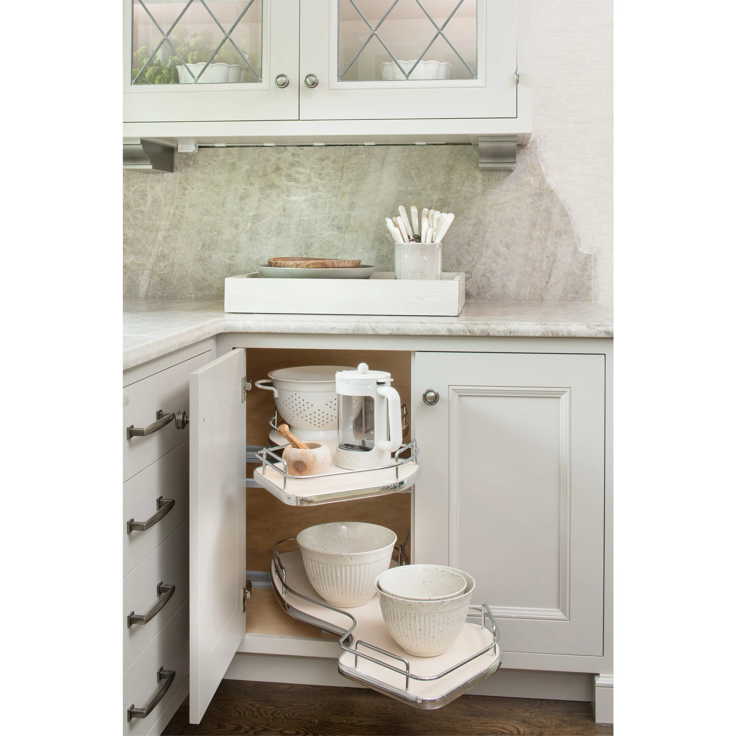 15 in Two-Tier Organizer for a Blind Left Natural  33 in (838 mm) W x 21.88 in (556 mm) D x 24.44 in (621 mm) H - Image 6