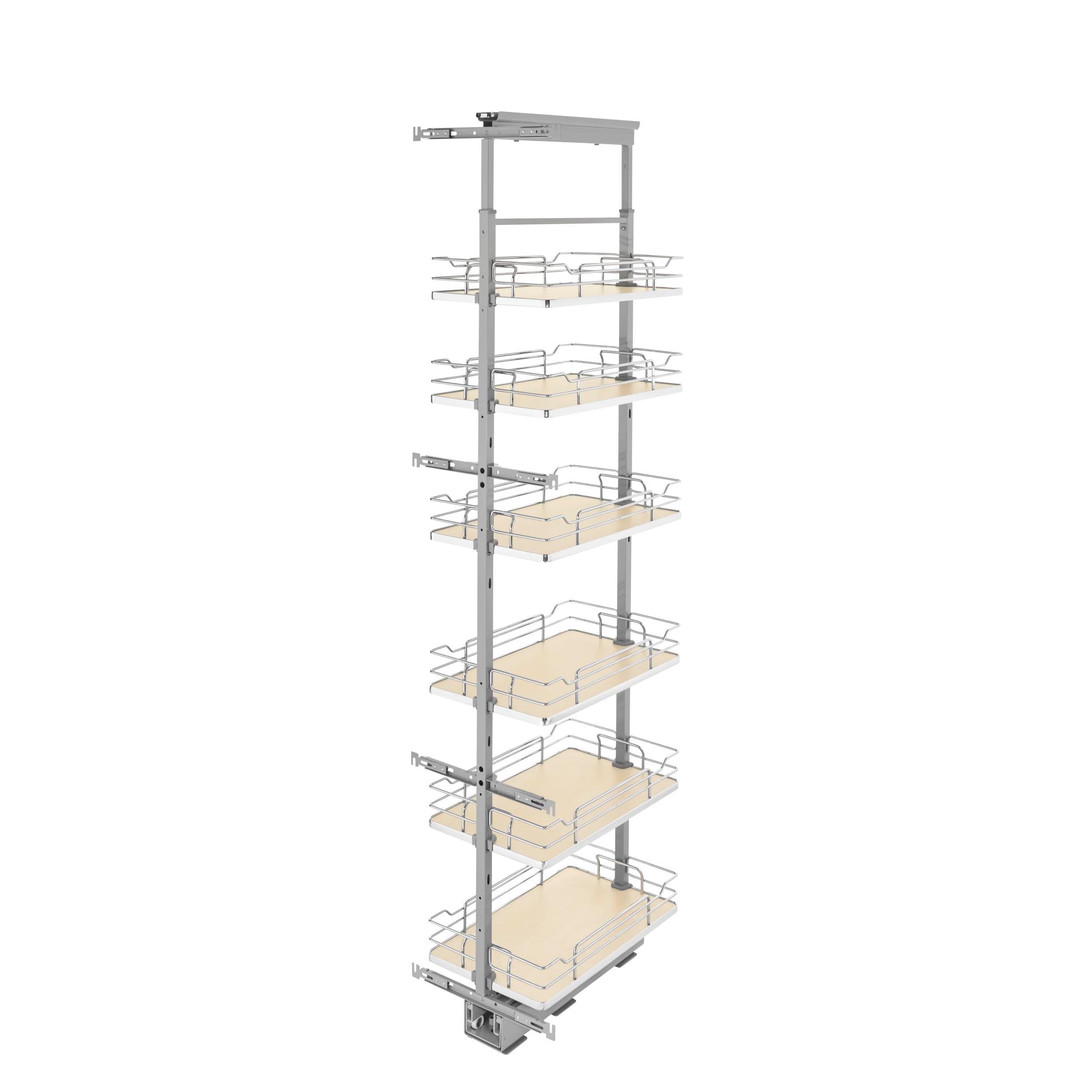 13 in Chrome Solid Bottom Pantry Pullout Soft Close Natural  13.25 in (337 mm) W x 21.69 in (551 mm) D x 73.63 in (1870 mm) H - Image 11