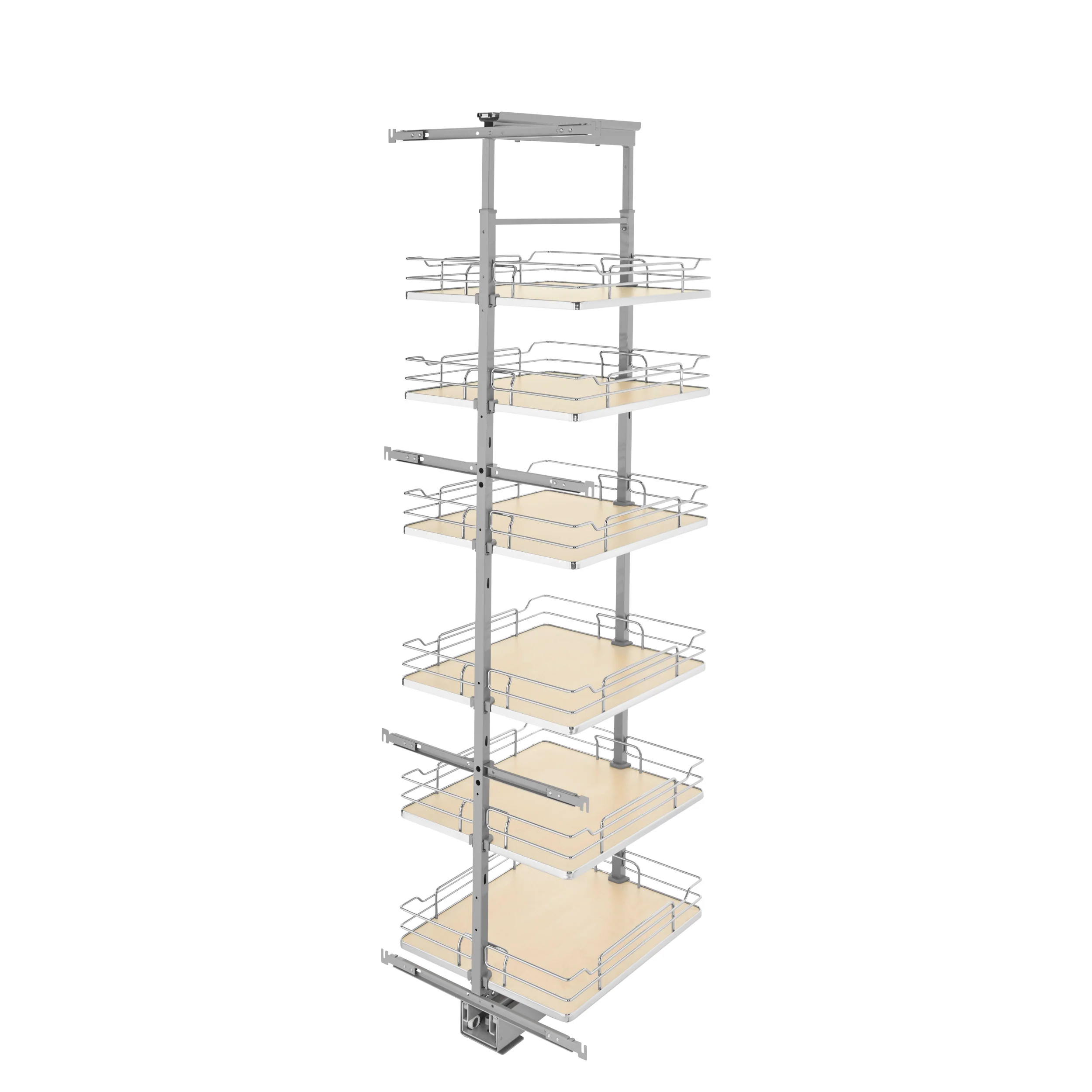 19 in Chrome Solid Bottom Pantry Pullout Soft Close Natural  19.25 in (489 mm) W x 21.69 in (551 mm) D x 73.63 in (1870 mm) H - Image 8