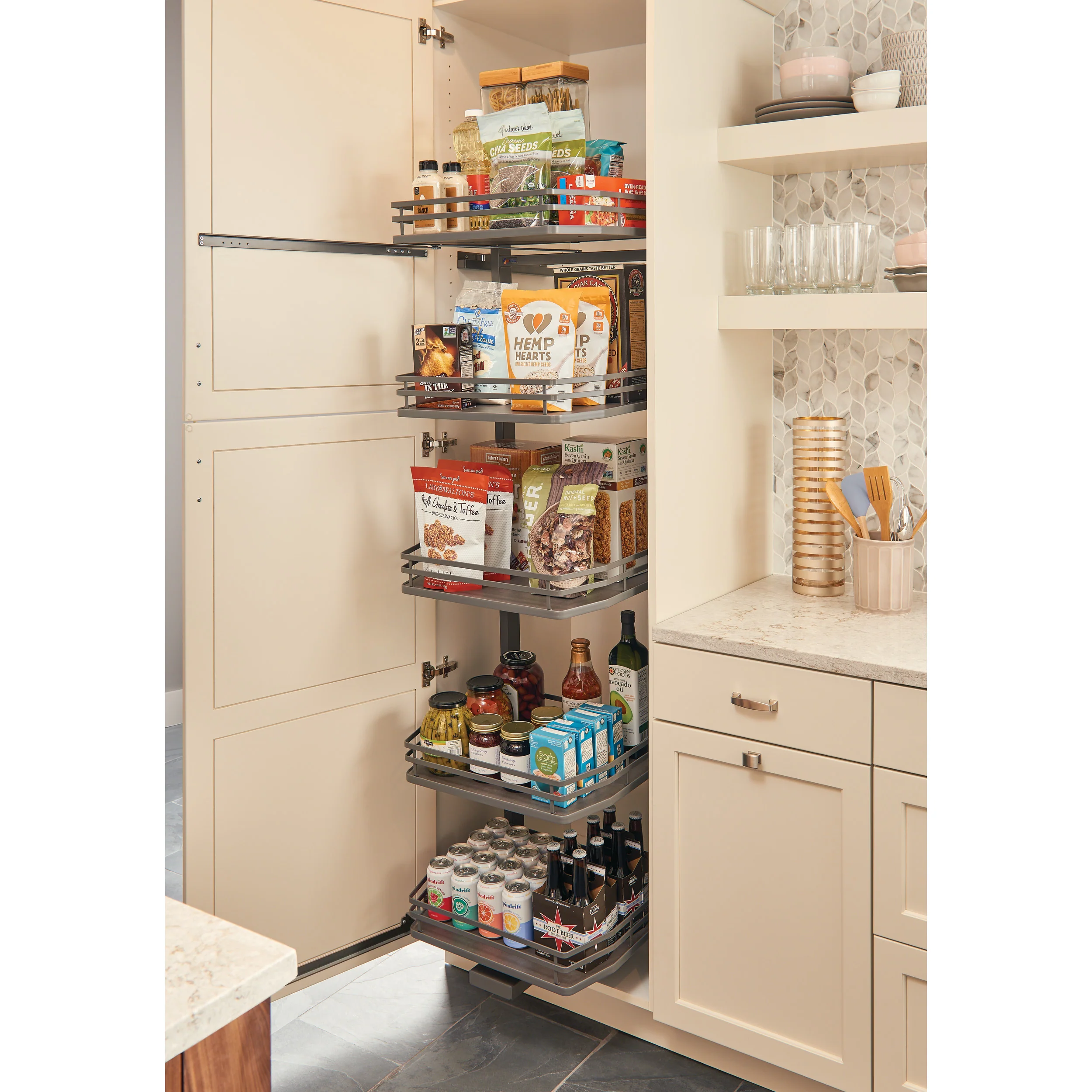 18 in Flat Wire Swing Out Pantry Gray 14.19 in (360 mm) W x 18.5 in (470 mm) D x 74.06 in (1881 mm) H - Image 5
