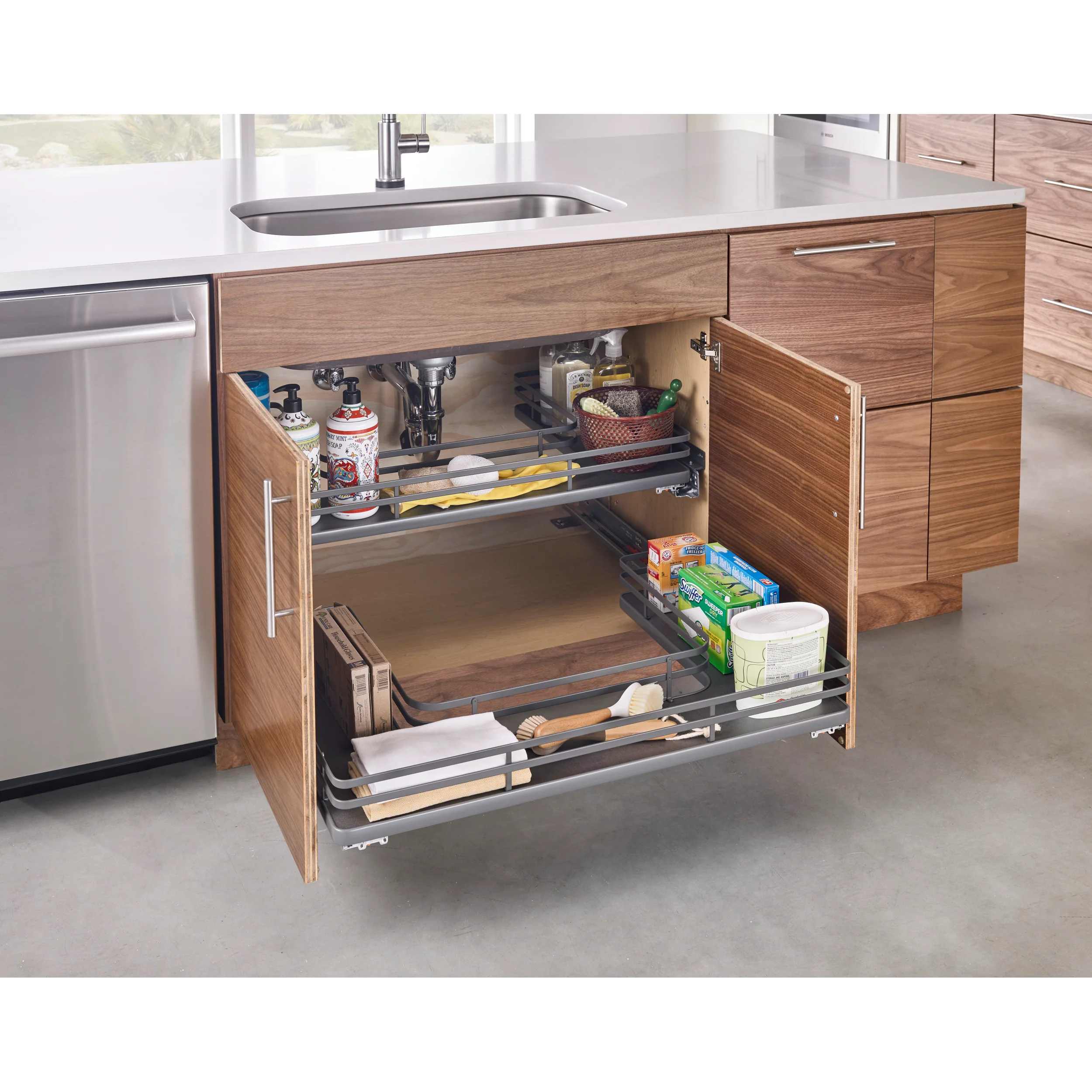 33 in Orion Gray U-Shaped Solid Bottom Pull Out w/ Soft-Close Gray  32.69 in (830 mm) W x 21.69 in (551 mm) D x 5.75 in (146 mm) H - Image 11