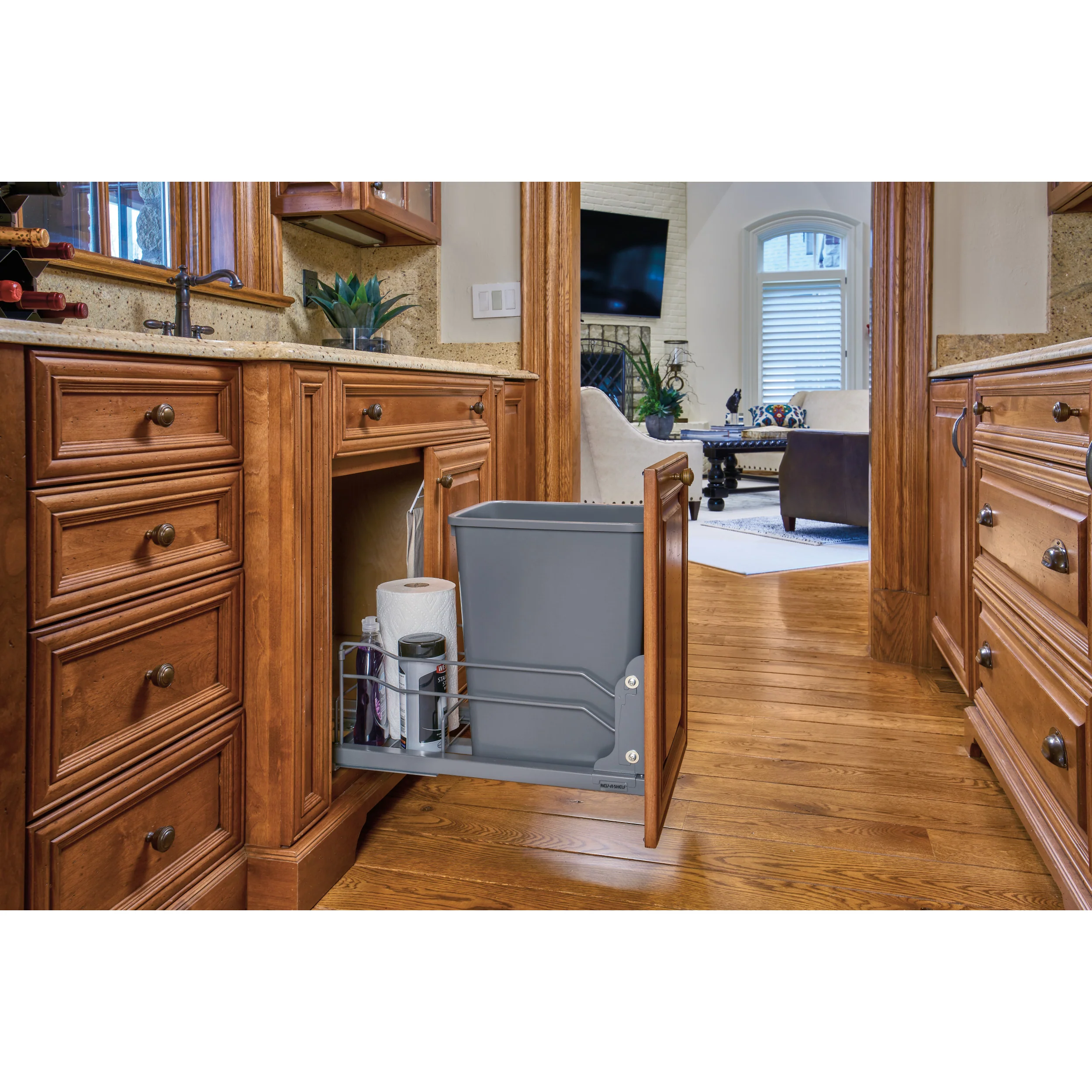 35 Qrt Pull-Out Waste Container Soft-Close Gray 10.88 in (276 mm) W x 22.25 in (565 mm) D x 19 in (483 mm) H - Image 7
