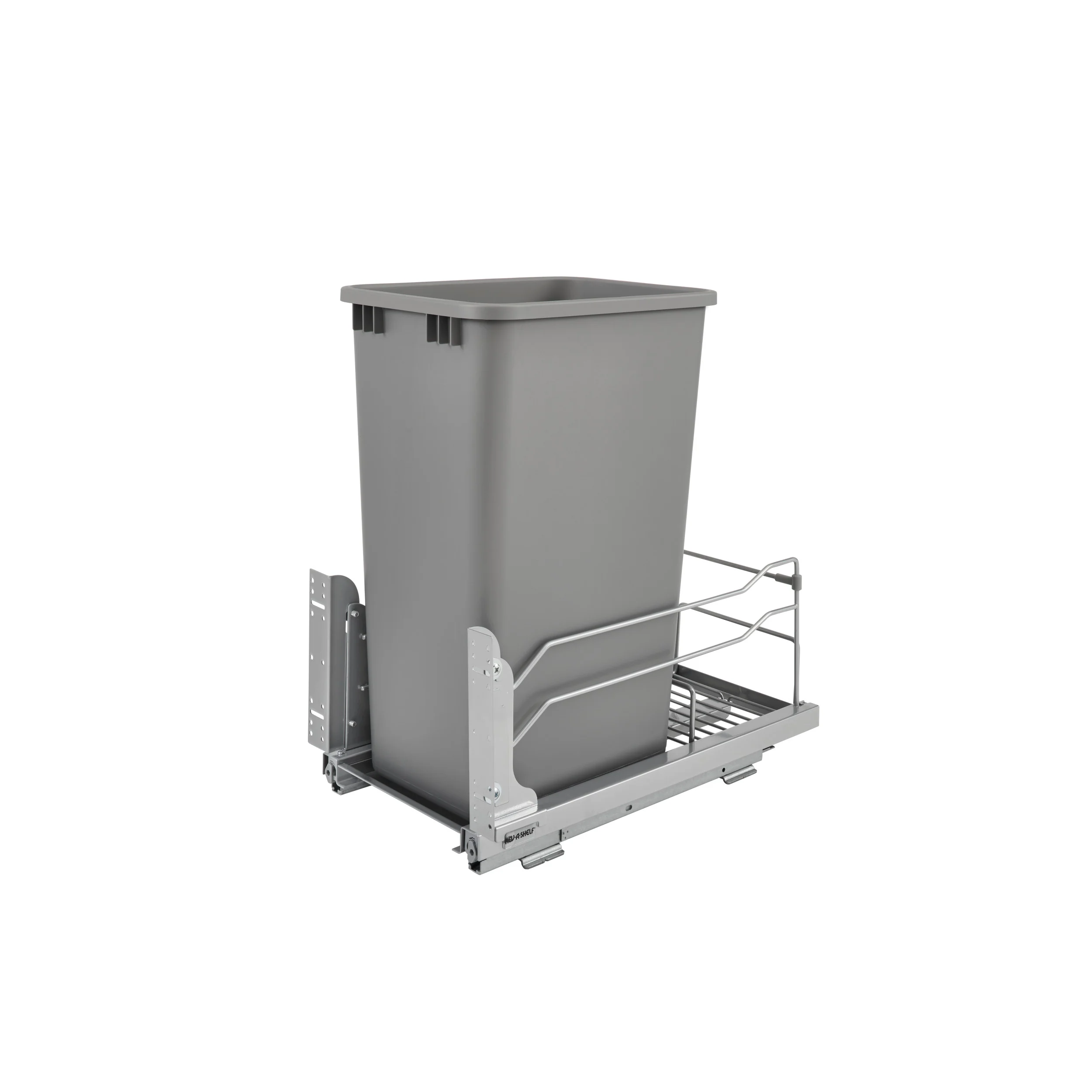50 Qrt Pull-Out Waste Container Soft-Close Metallic Silver  10.88 in (276 mm) W x 22.25 in (565 mm) D x 22.88 in (581 mm) H - Image 4