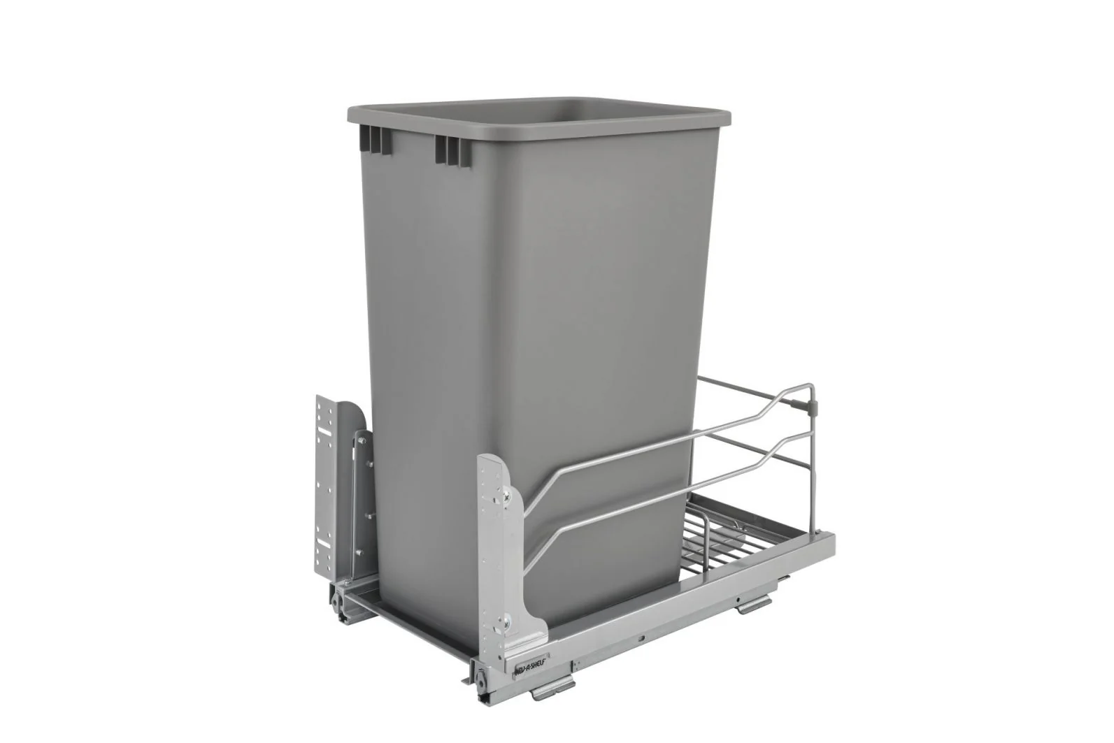 50 Qrt Pull-Out Waste Container Soft-Close Metallic Silver  10.88 in (276 mm) W x 22.25 in (565 mm) D x 22.88 in (581 mm) H - Image 5