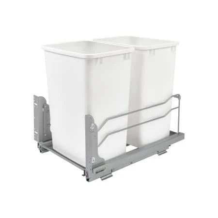 Double 35 Qrt Pull-out Waste Container Soft-Close White 14.38 in (365 mm) W x 22.25 in (565 mm) D x 19 in (483 mm) H - Image 2