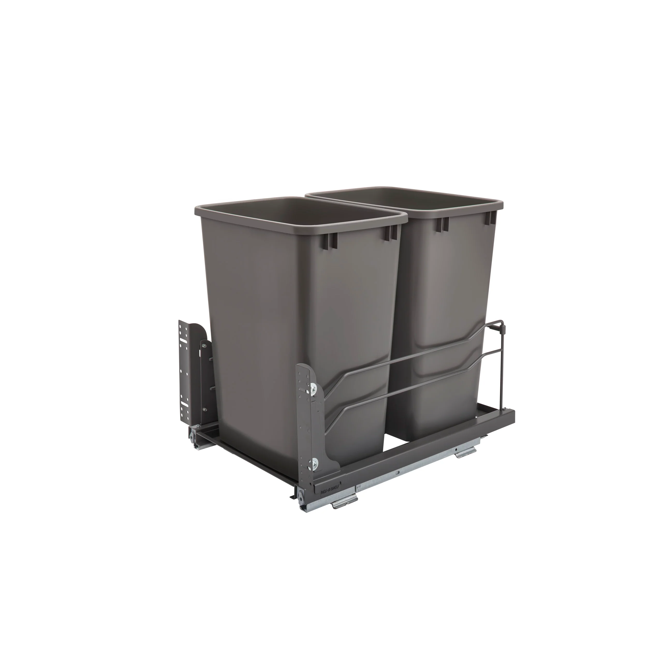 Double 35 Qrt Pull-out Waste Container Soft-Close Gray  14.38 in (365 mm) W x 22.25 in (565 mm) D x 19 in (483 mm) H - Image 6