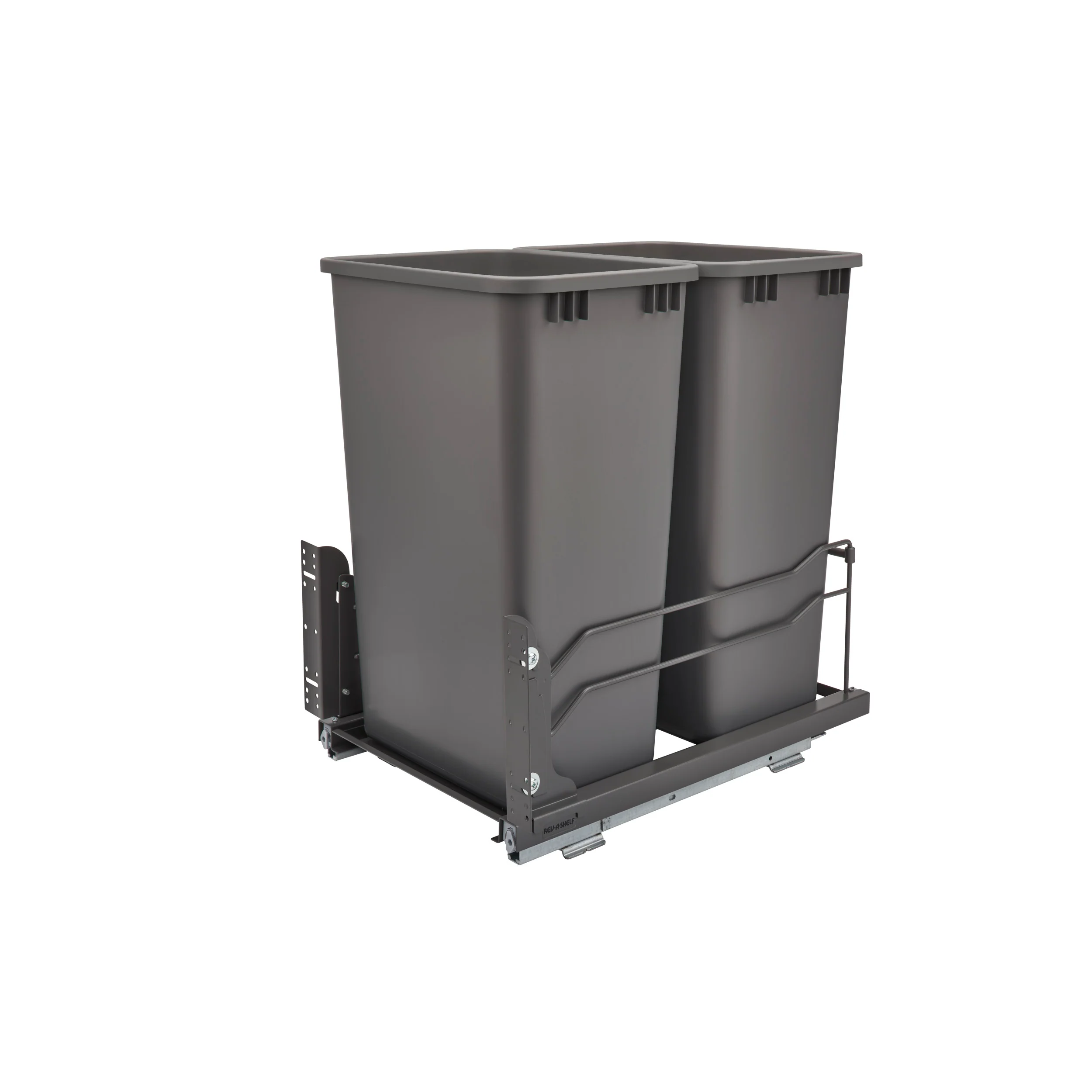 Double 50 Qrt Pull-out Waste Container Soft-Close Gray 14.75 in (375 mm) W x 22.25 in (565 mm) D x 22.88 in (581 mm) H - Image 8