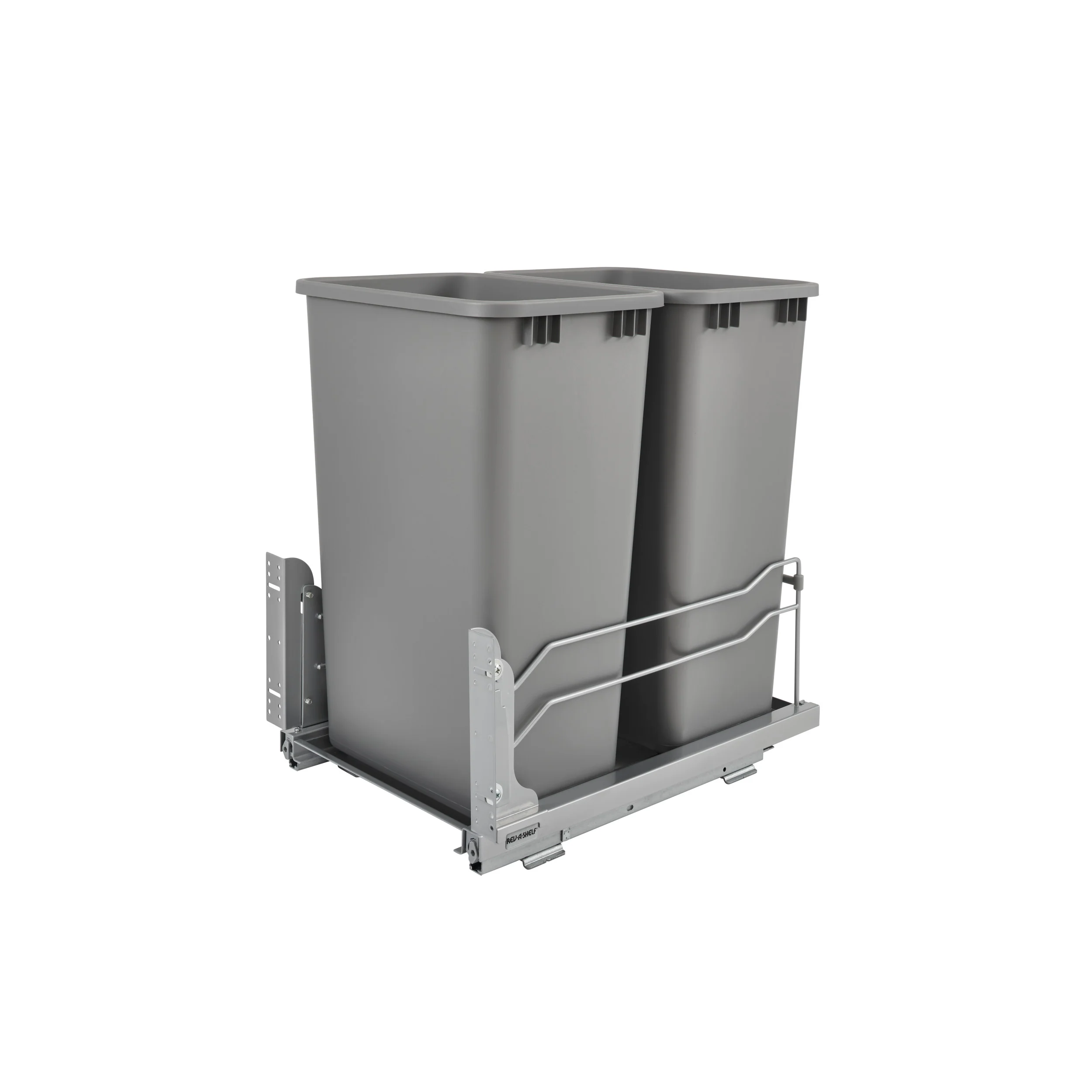 Double 50 Qrt Pull-out Waste Container Soft-Close Metallic Silver  14.75 in (375 mm) W x 22.25 in (565 mm) D x 22.88 in (581 mm) H - Image 4