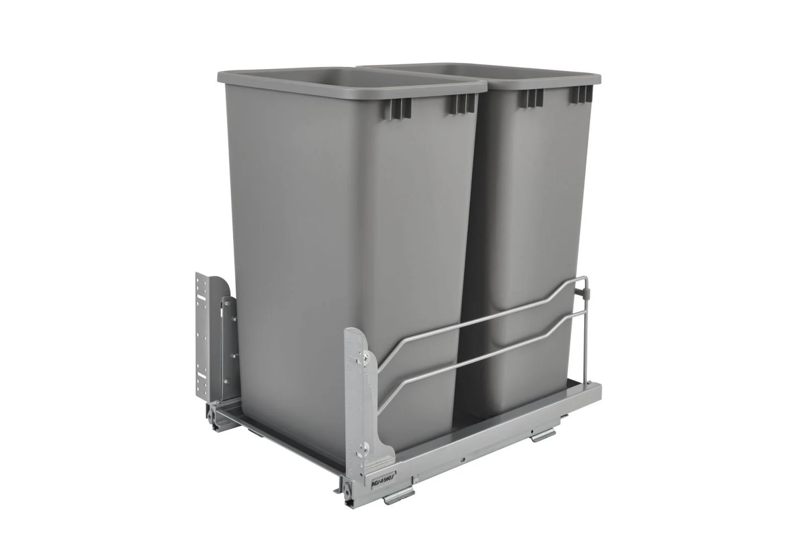 Double 50 Qrt Pull-out Waste Container Soft-Close Metallic Silver  14.75 in (375 mm) W x 22.25 in (565 mm) D x 22.88 in (581 mm) H - Image 6