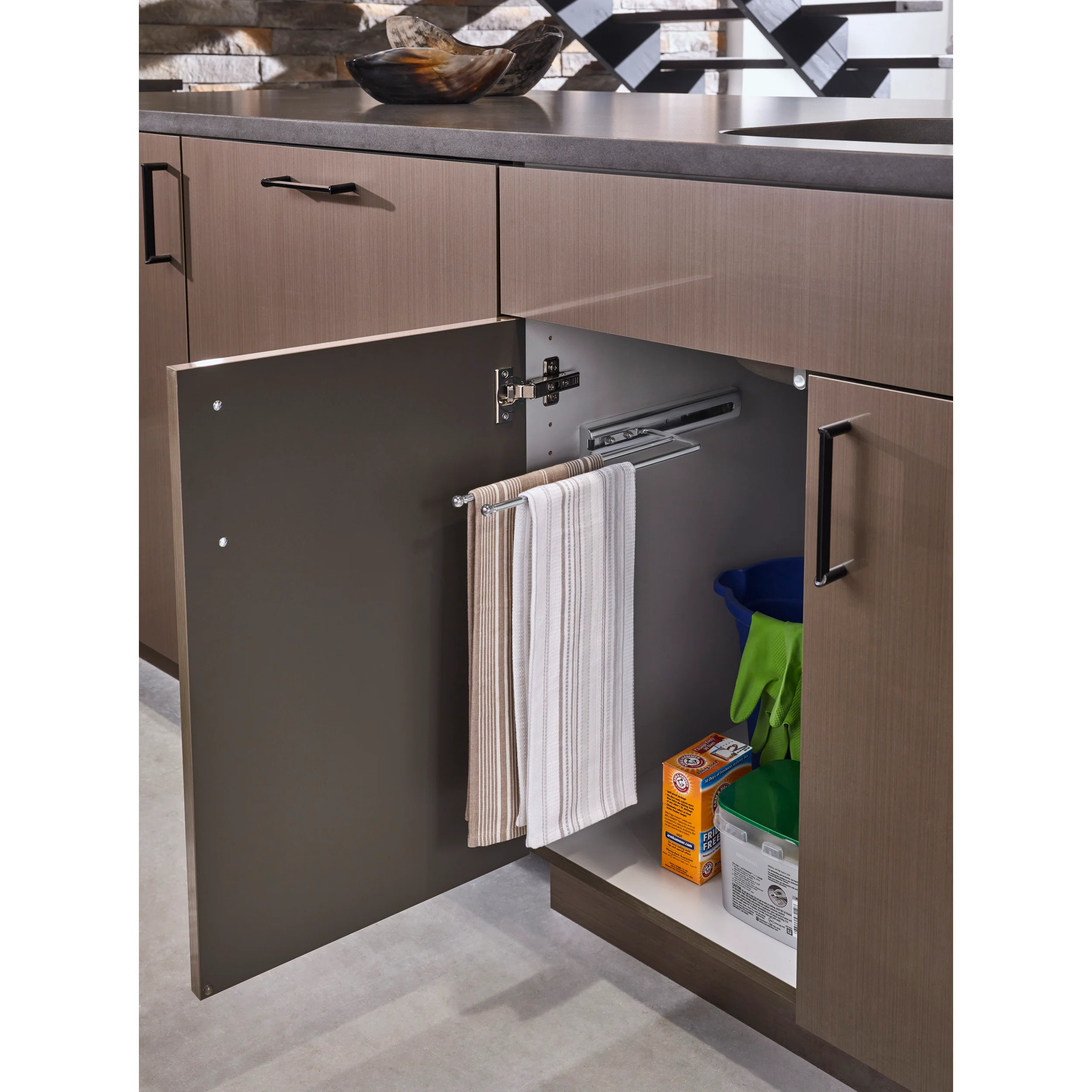 2-Prong Towel Bar Pull Out Chrome 3.88 in (99 mm) W x 12.88 in (327 mm) D x 1.5 in (38 mm) H - Image 5
