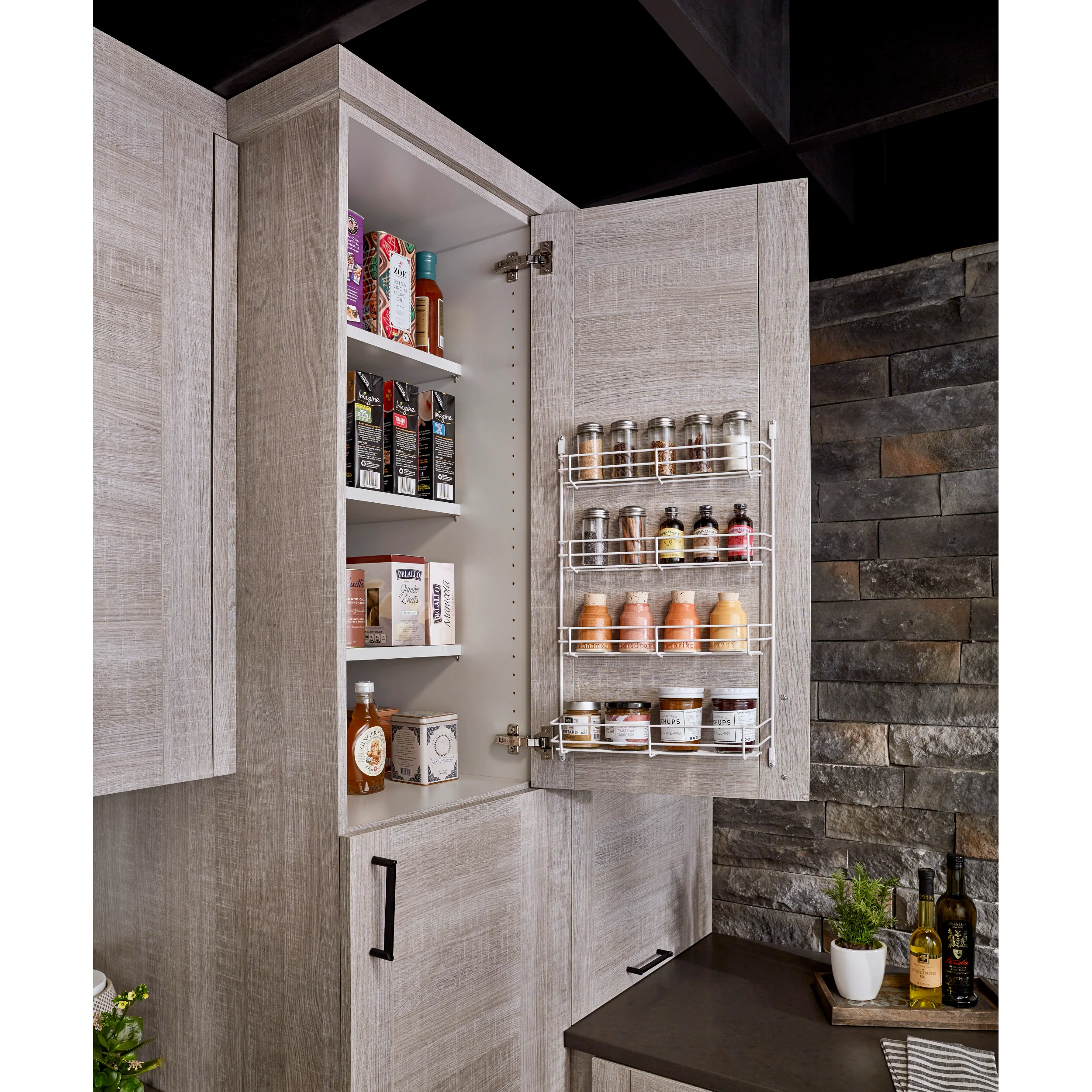 11 in Door Mount Spice Rack White 10.63 in (270 mm) W x 2.38 in (60 mm) D x 21.38 in (543 mm) H - Image 3
