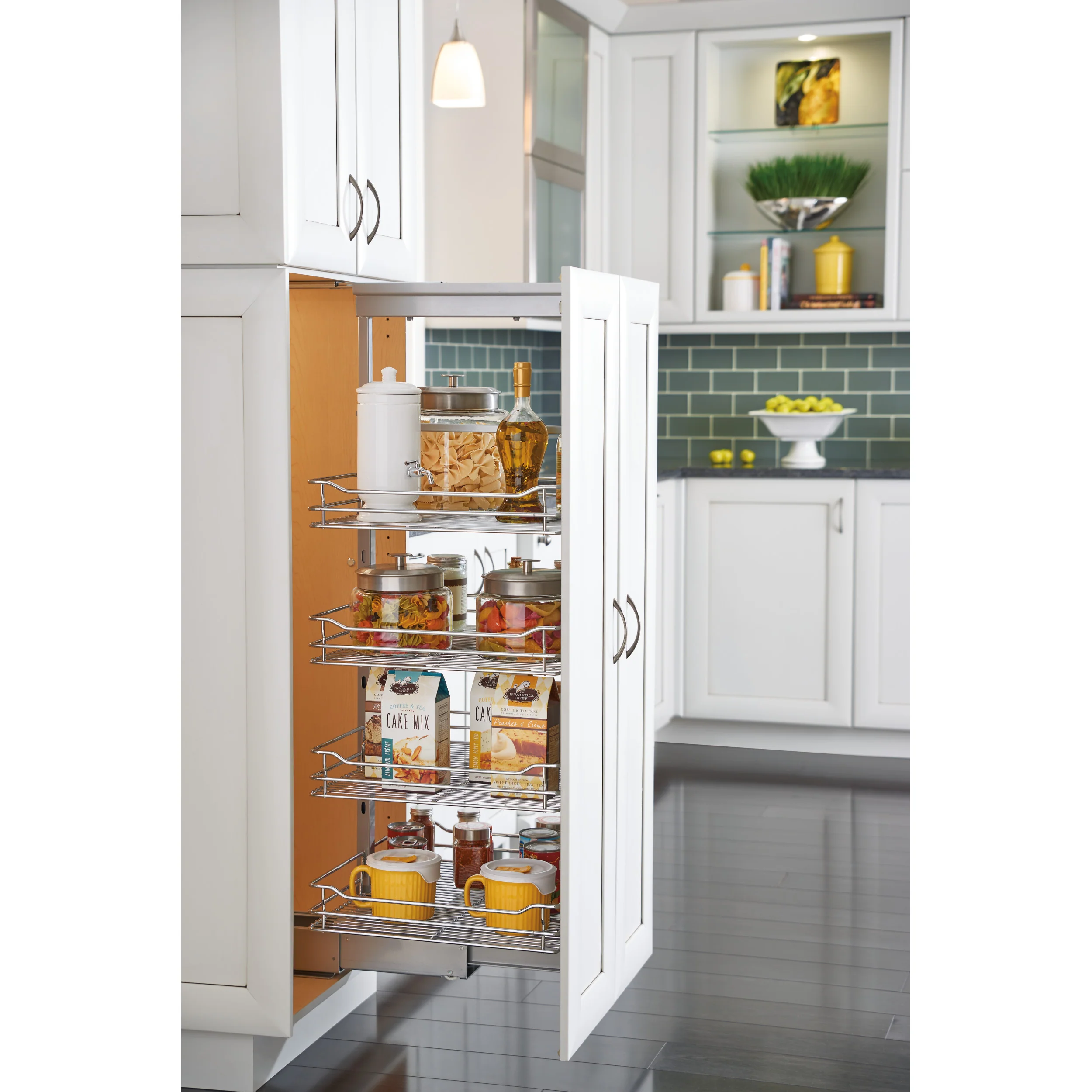 4-1/8 in Chrome Basket Pantry Pullout Soft Close Chrome 4.5 in (114 mm) W x 21.69 in (551 mm) D x 43.41 in (1103 mm) H - Image 3