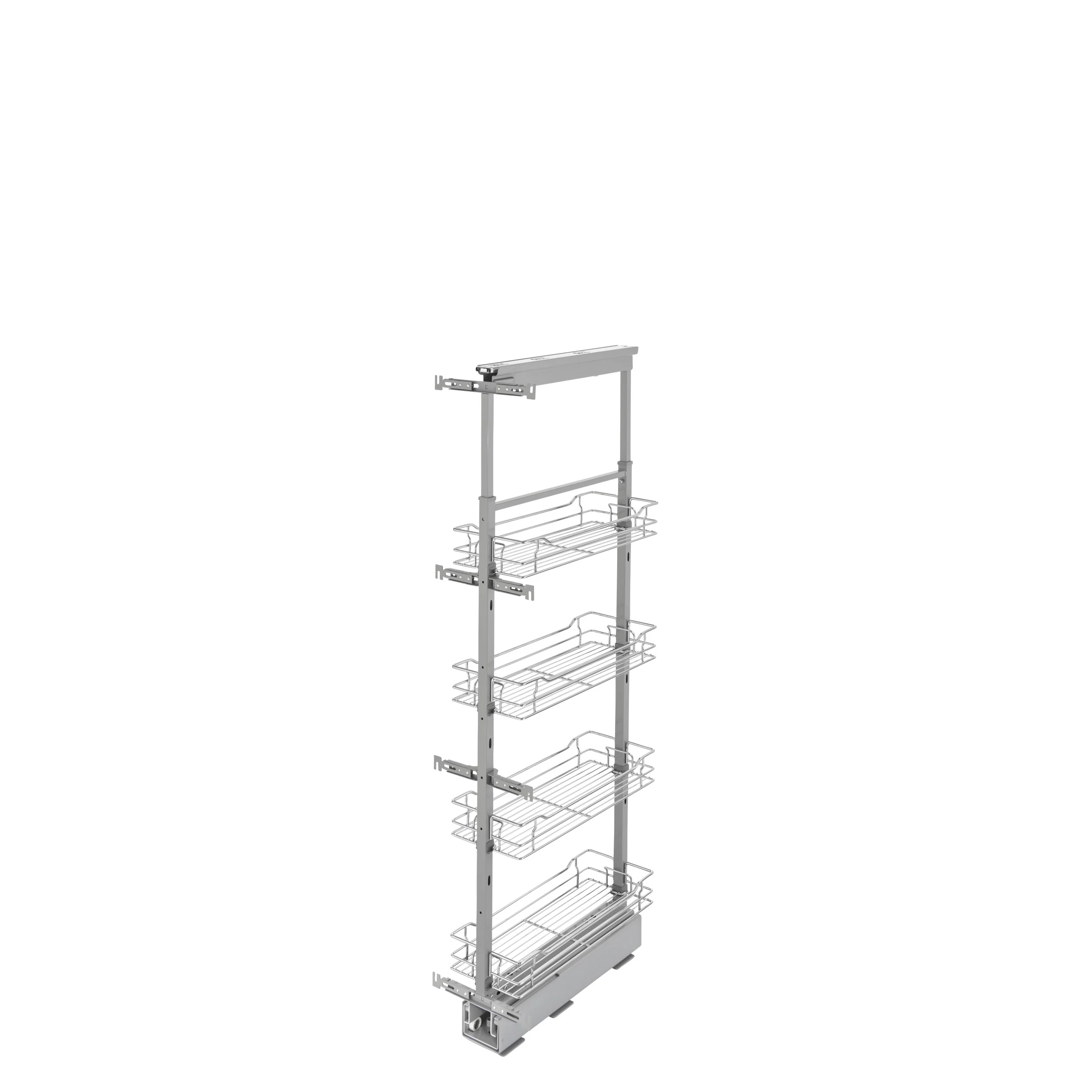 8 in Chrome Basket Pantry Pullout Soft Close Chrome 9.61 in (244 mm) W x 21.69 in (551 mm) D x 50.75 in (1289 mm) H