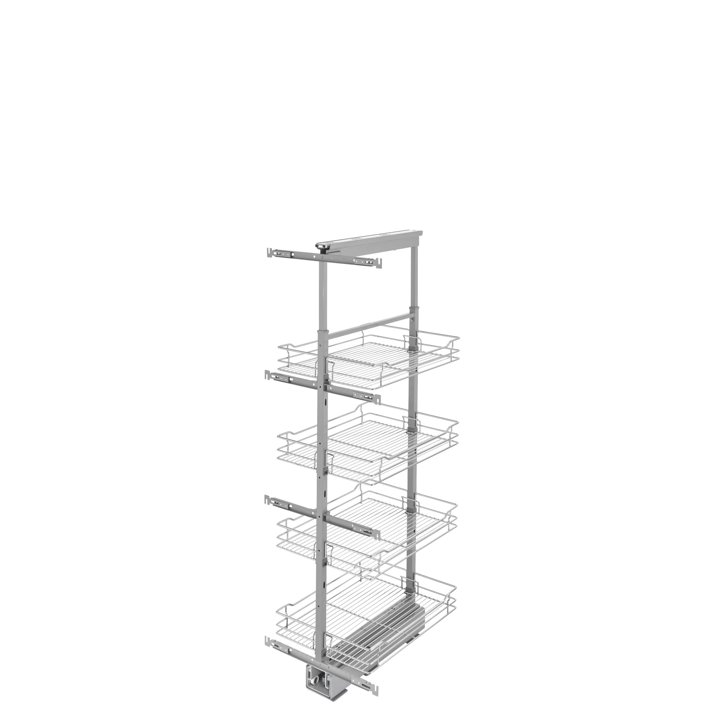 16 in Chrome Basket Pantry Pullout Soft Close Chrome 14.25 in (362 mm) W x 21.69 in (551 mm) D x 50.75 in (1289 mm) H