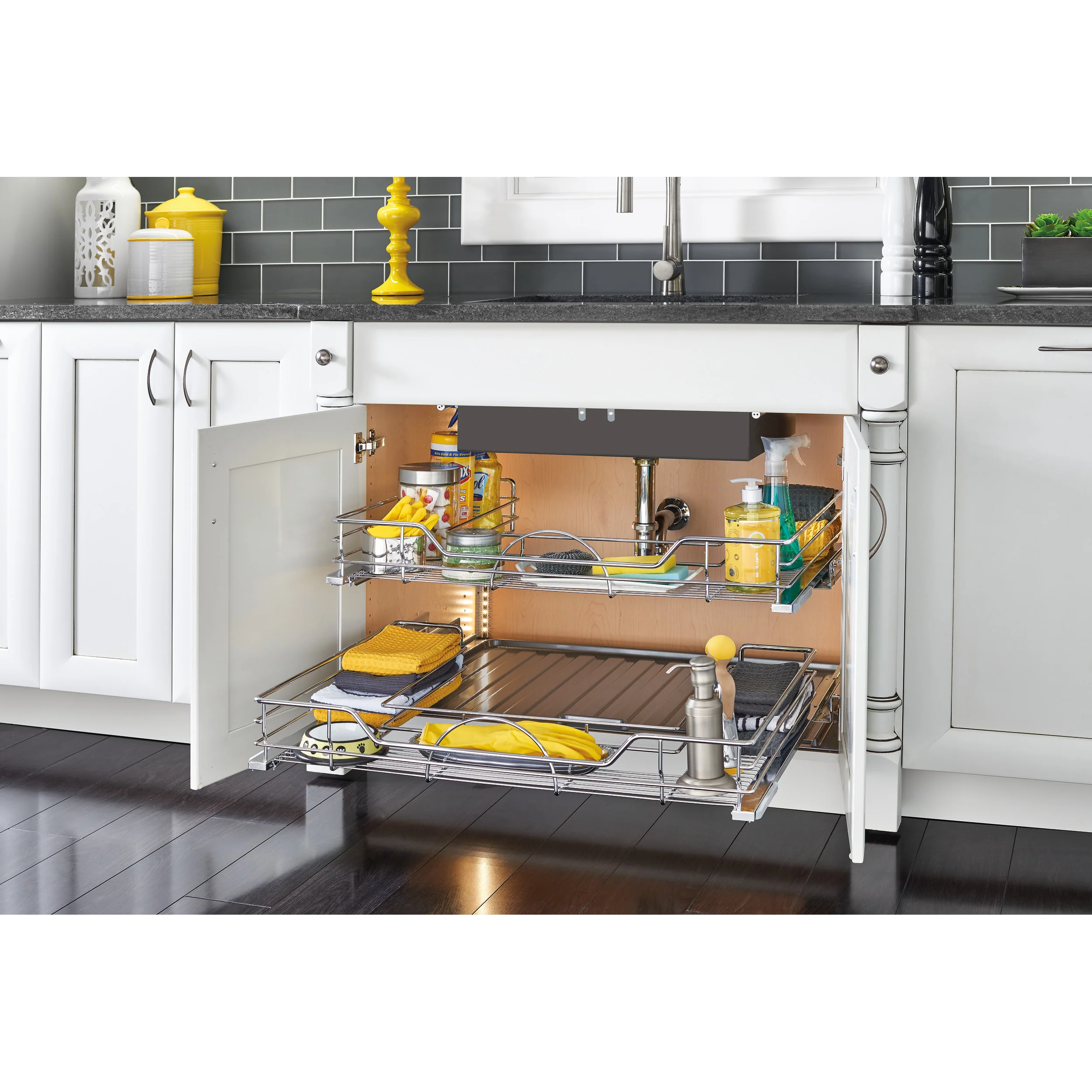 33 in Chrome U-Shaped Pull Out w/Soft-Close Chrome 32.5 in (826 mm) W x 21.9 in (556 mm) D x 5.2 in (132 mm) H