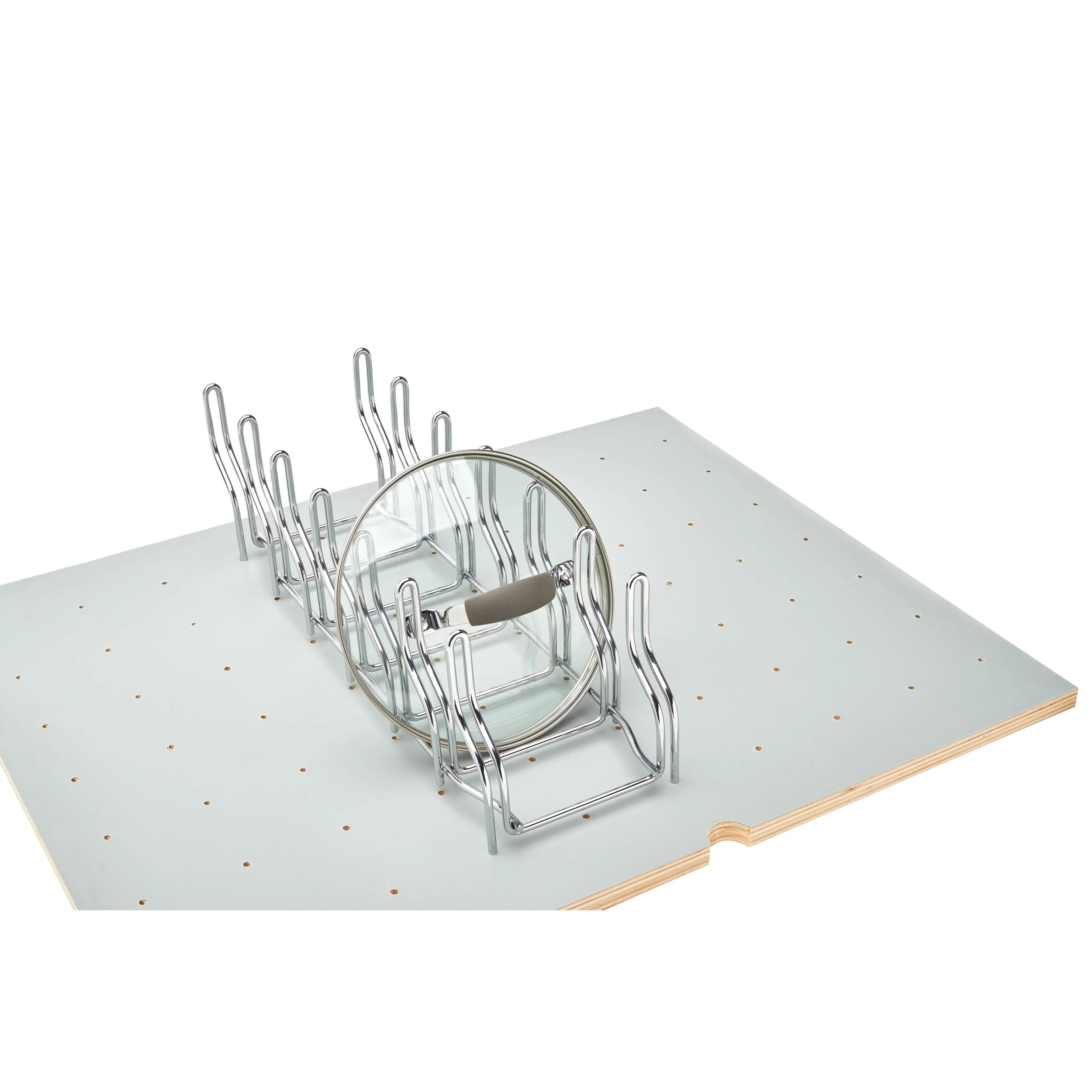Chrome Lid Organizer for Drawer Peg Boards Chrome 5.25 in (133 mm) W x 16.88 in (429 mm) D x 5.38 in (137 mm) H - Image 2