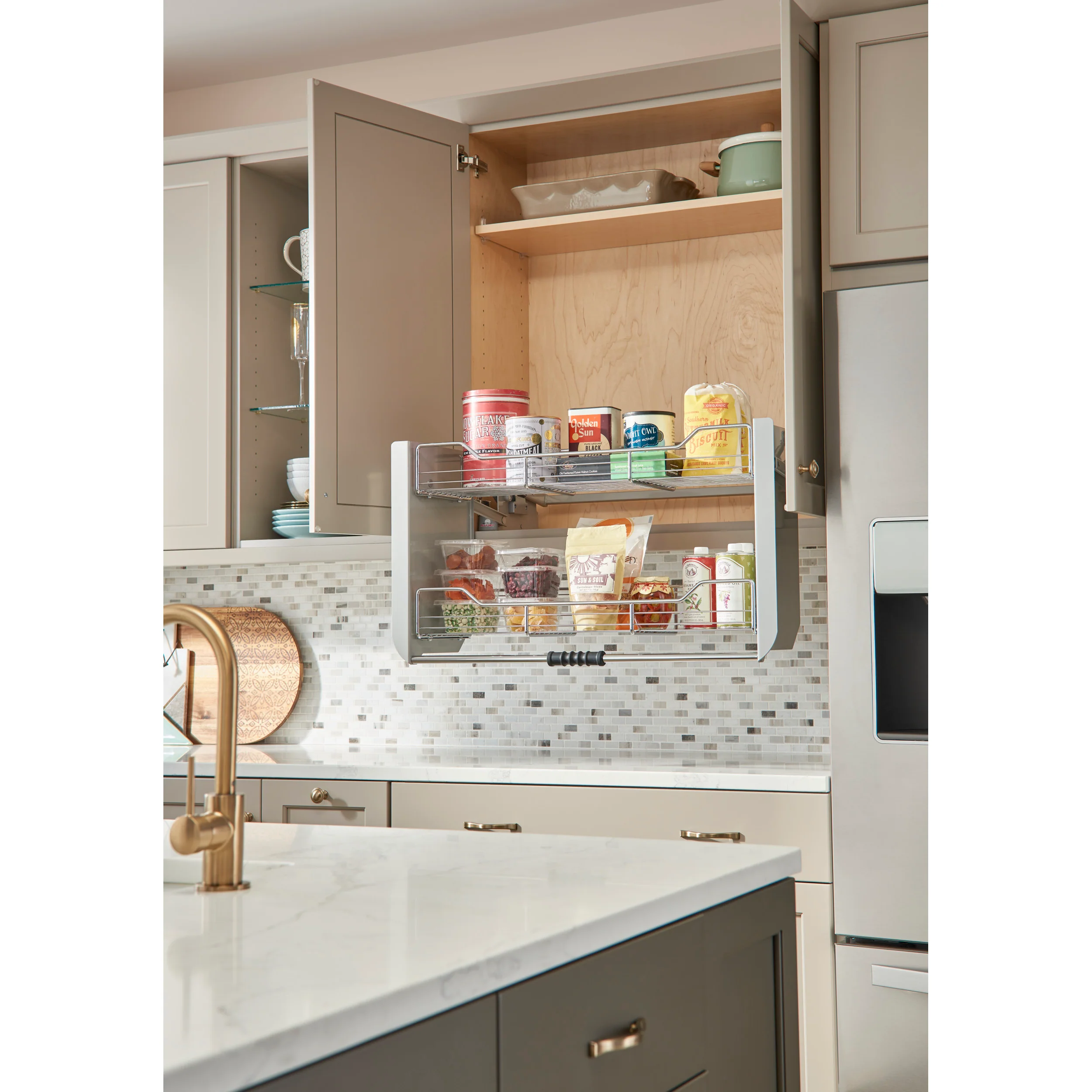 36 in Chrome Pull Down Shelf Chrome  34.25 in (870 mm) W x 10.5 in (267 mm) D x 18.38 in (467 mm) H - Image 3