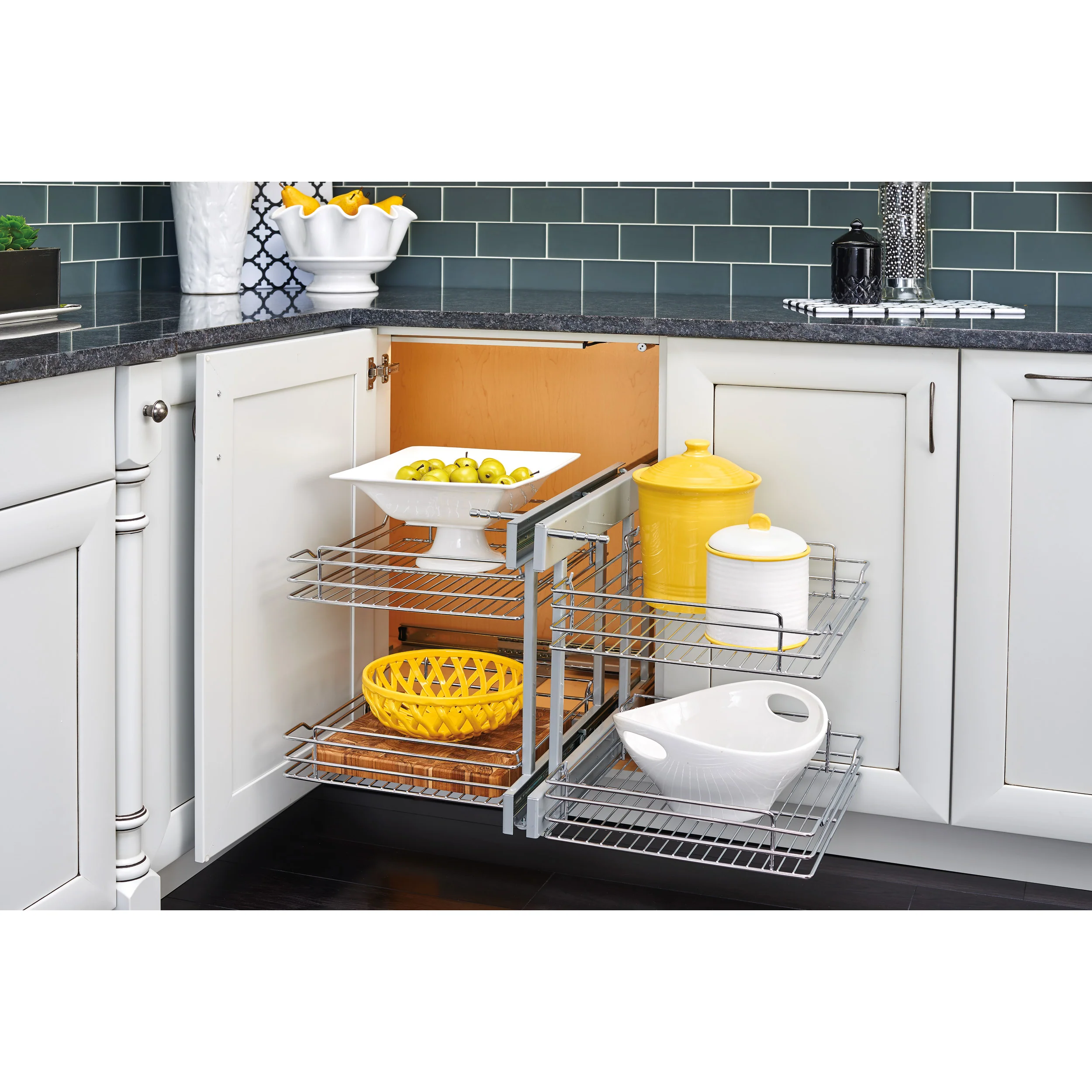18 in Chrome Blind Corner Organizer Chrome 32.25 in (819 mm) W x 20.12 in (511 mm) D x 21 in (533 mm) H - Image 3