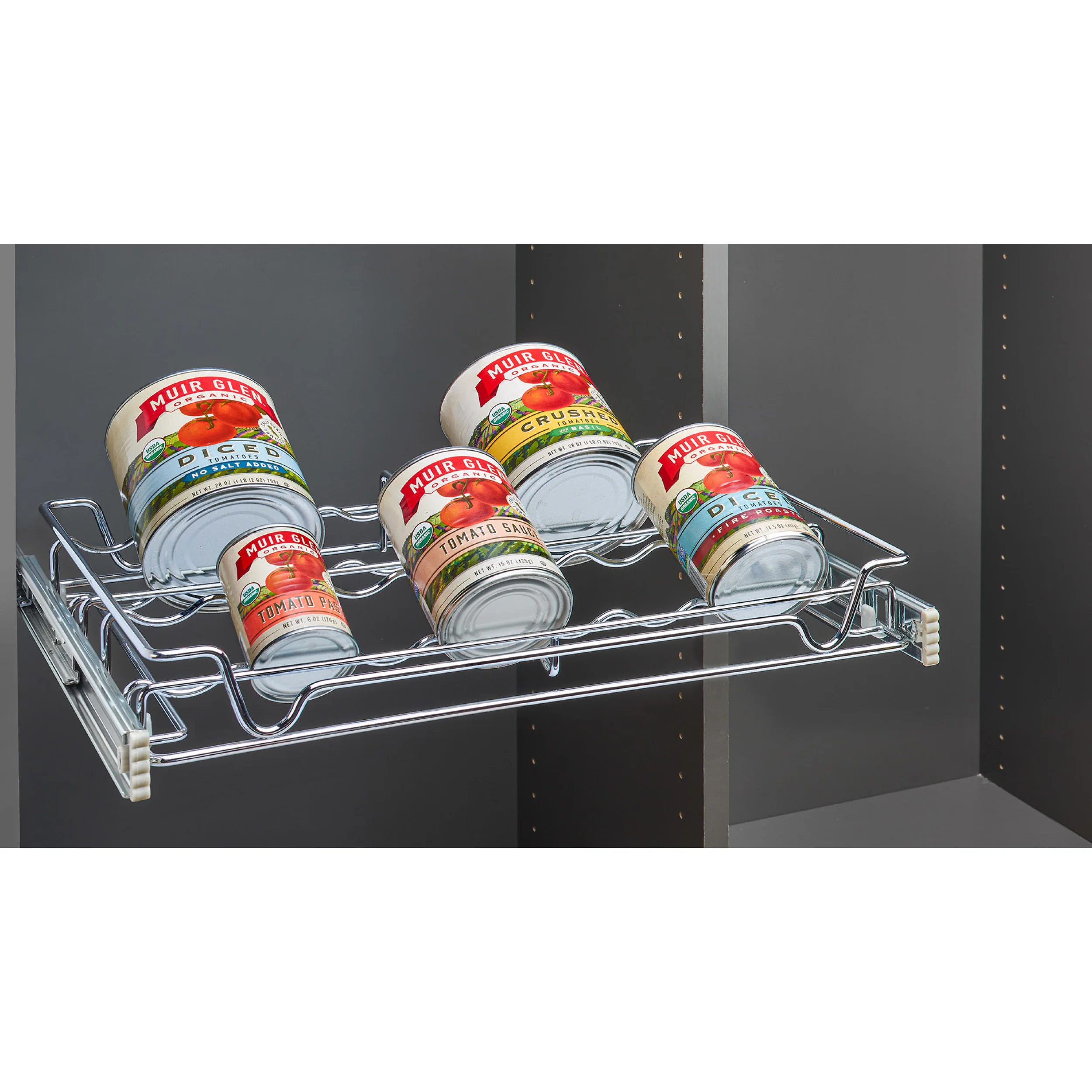 18 in Deluxe Sliding Spice/Can Rack Chrome 18 in (457 mm) W x 14 in (356 mm) D x 2.36 in (60 mm) H - Image 2