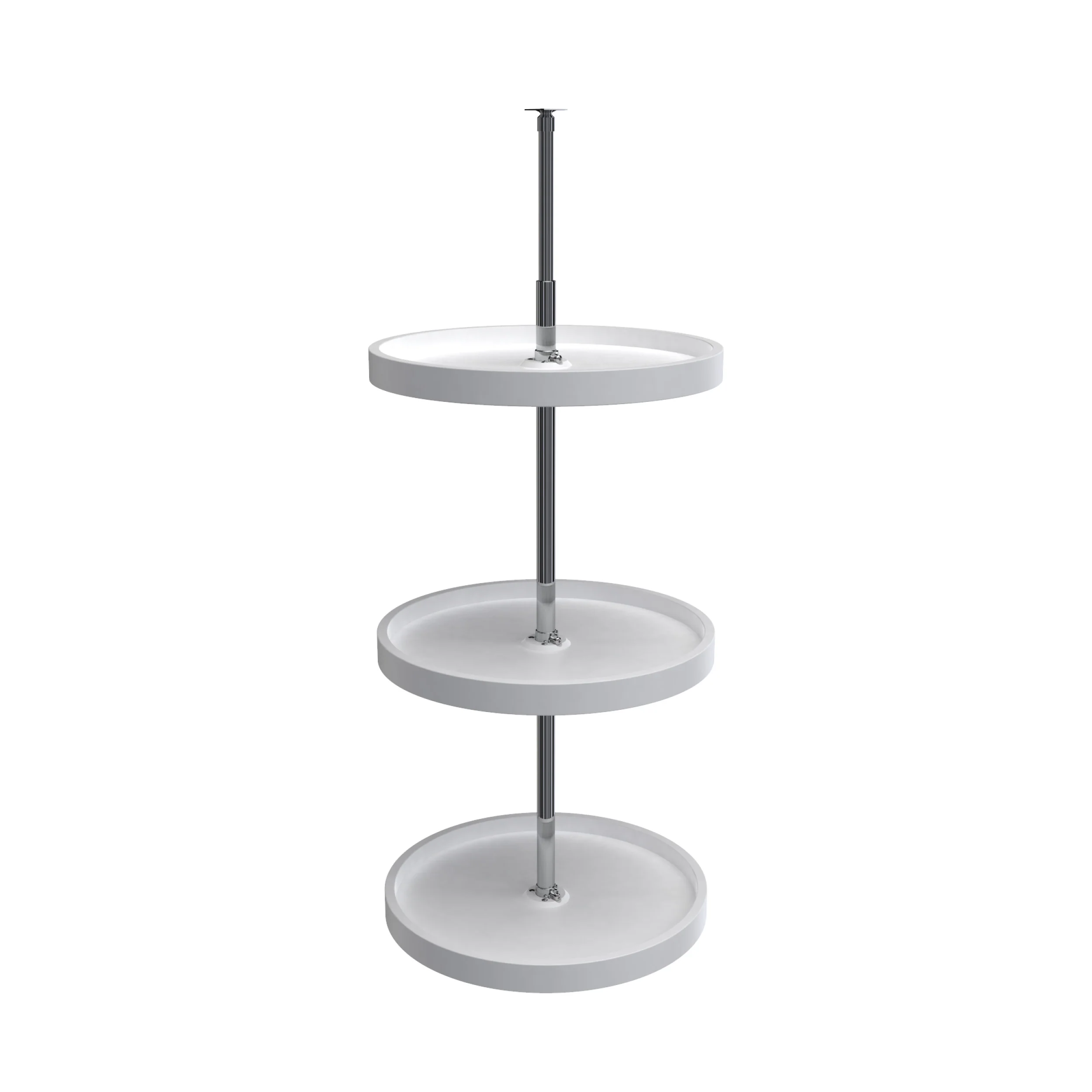 18 in White Polymer Full Circle Lazy Susans 3-Shelf White 18 in (457 mm) W x 18 in (457 mm) D x 38 in (965 mm) H