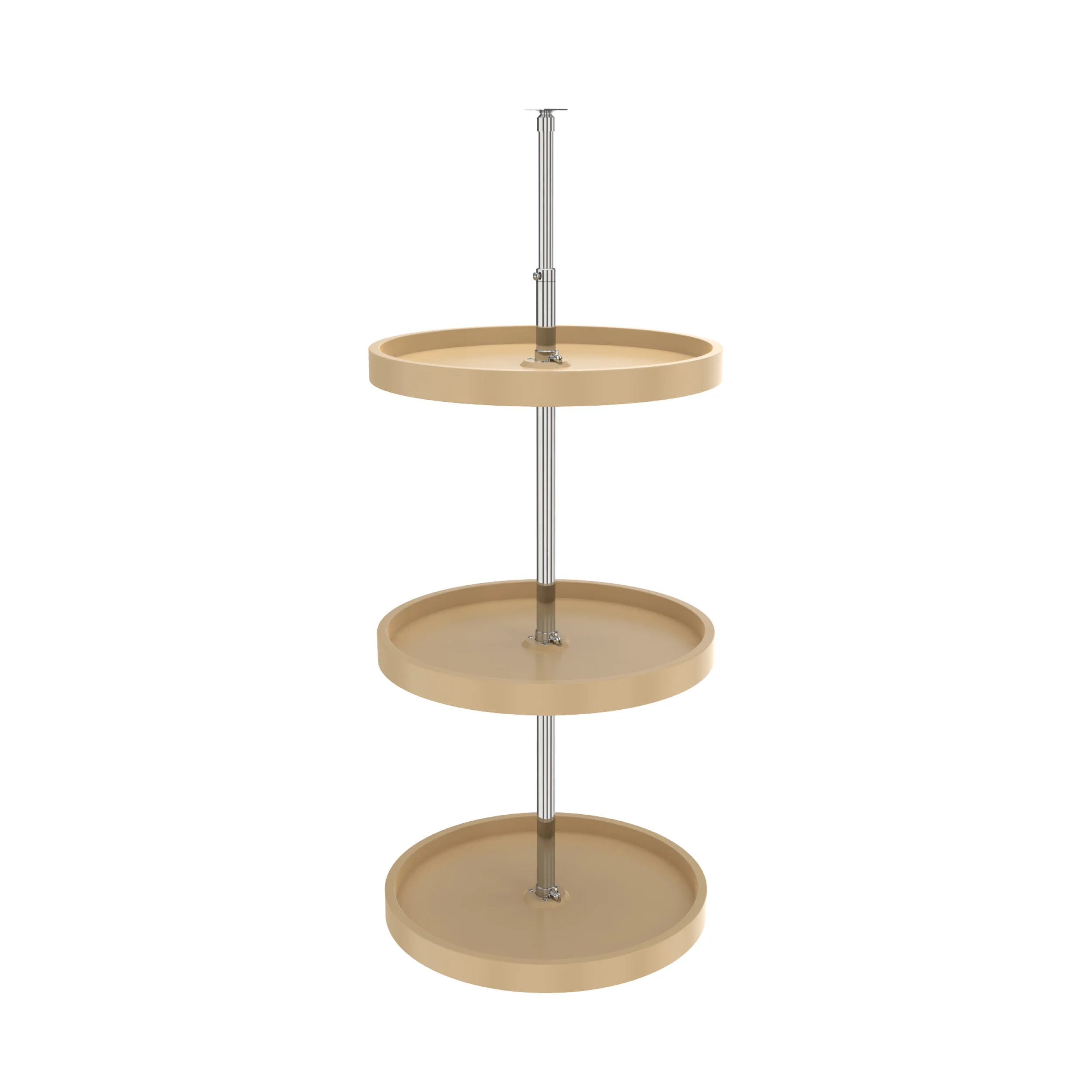 18 in Almond Polymer Full Circle Lazy Susans 3-Shelf Almond 18 in (457 mm) W x 18 in (457 mm) D x 38 in (965 mm) H