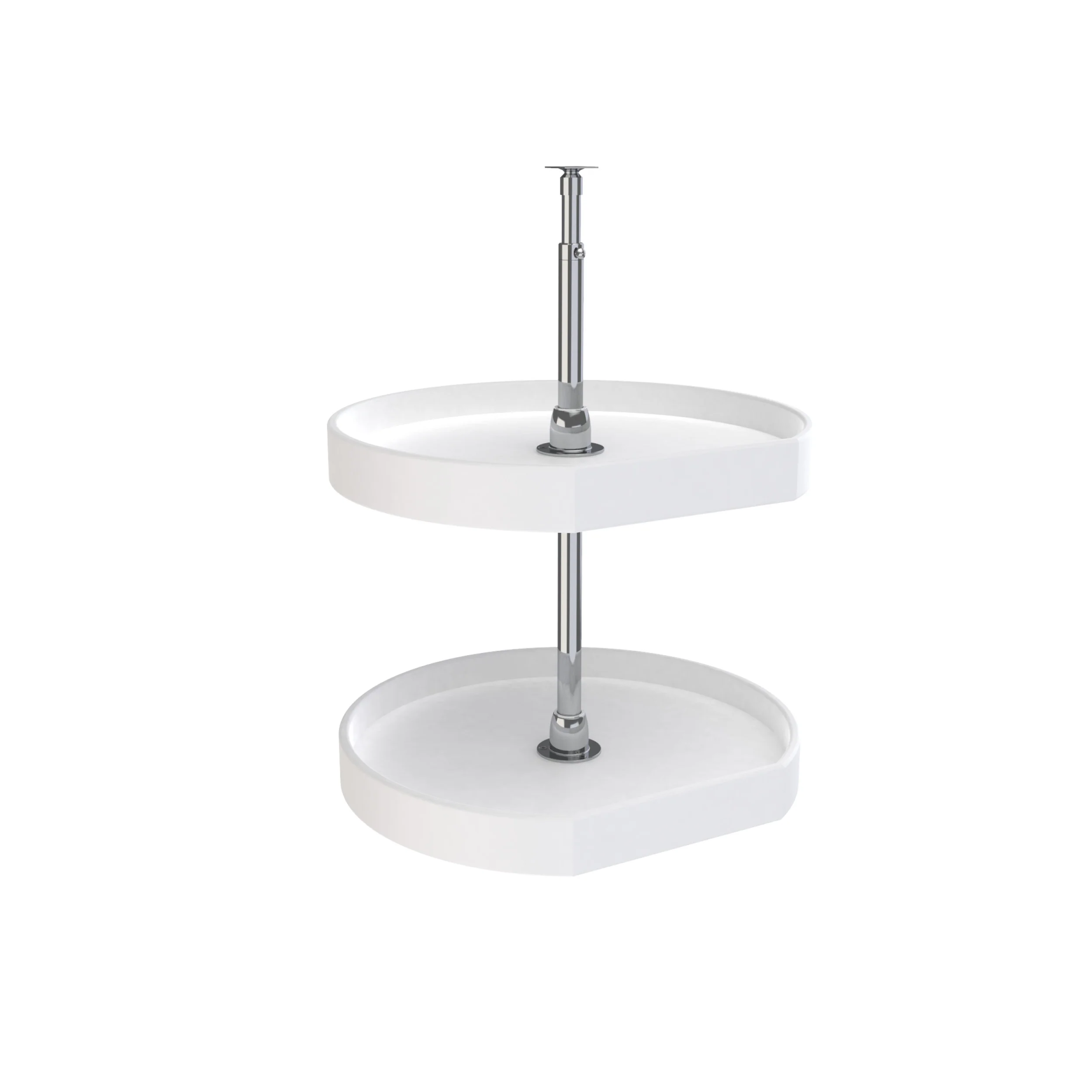 20 in White Polymer D-Shape Lazy Susans 2-Shelf White 20 in (508 mm) W x 20 in (508 mm) D x 26 in (660 mm) H - Image 2