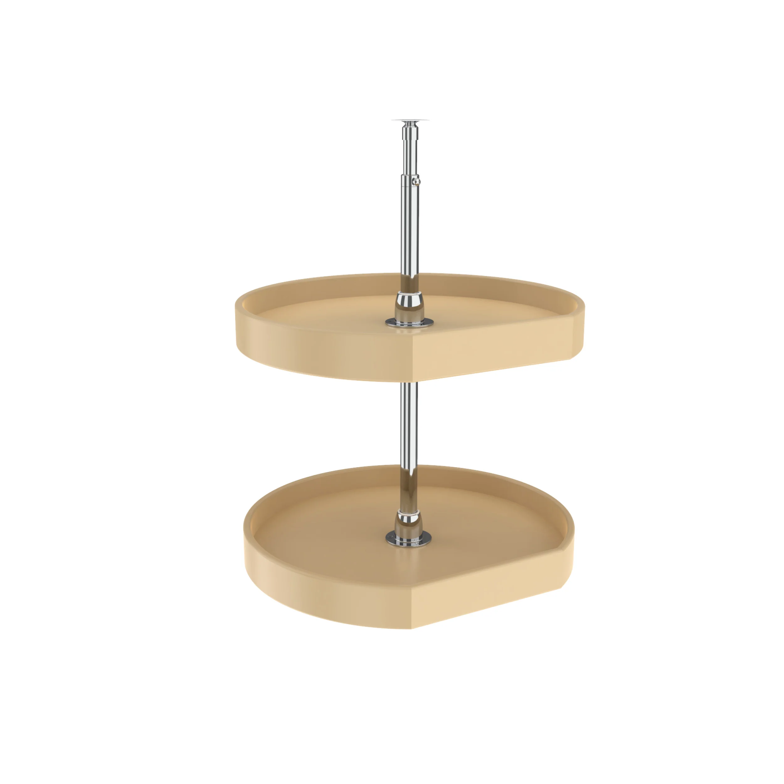 20 in Almond Polymer D-Shape Lazy Susans 2-Shelf Almond 20 in (508 mm) W x 20 in (508 mm) D x 26 in (660 mm) H - Image 3