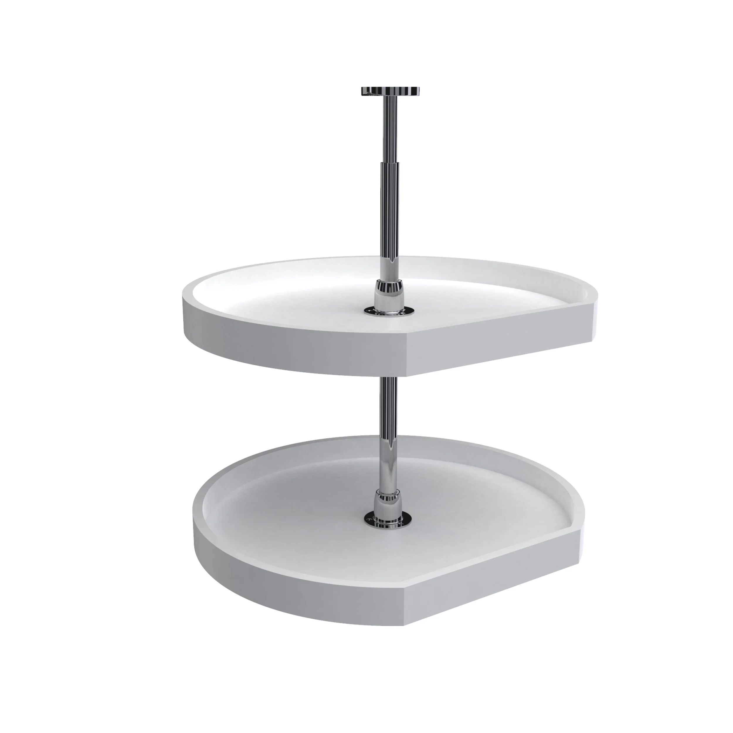 22 in White Polymer D-Shape Lazy Susans 2-Shelf White 22 in (559 mm) W x 22 in (559 mm) D x 26 in (660 mm) H - Image 4