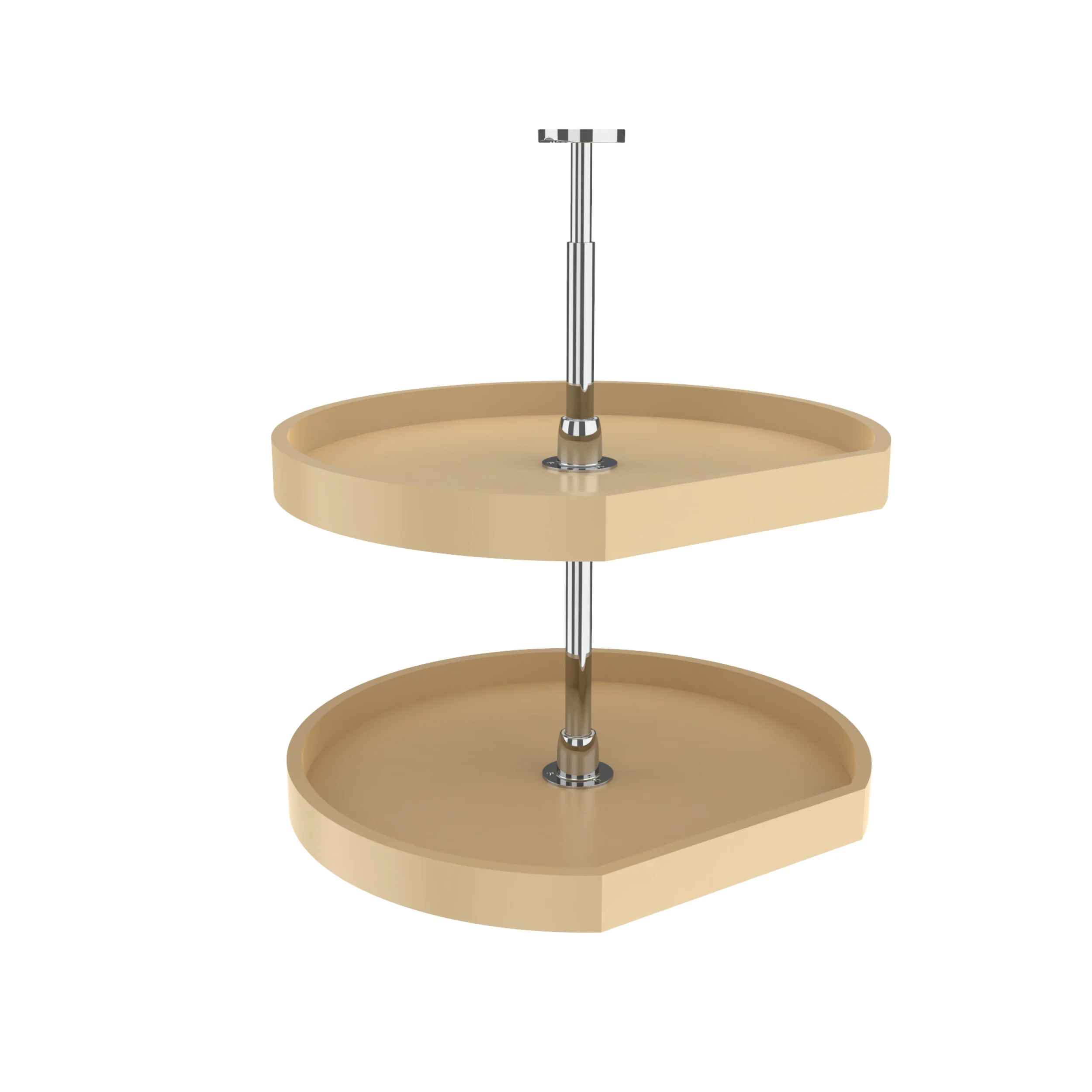22 in Almond Polymer D-Shape Lazy Susans 2-Shelf Almond 22 in (559 mm) W x 22 in (559 mm) D x 26 in (660 mm) H - Image 2