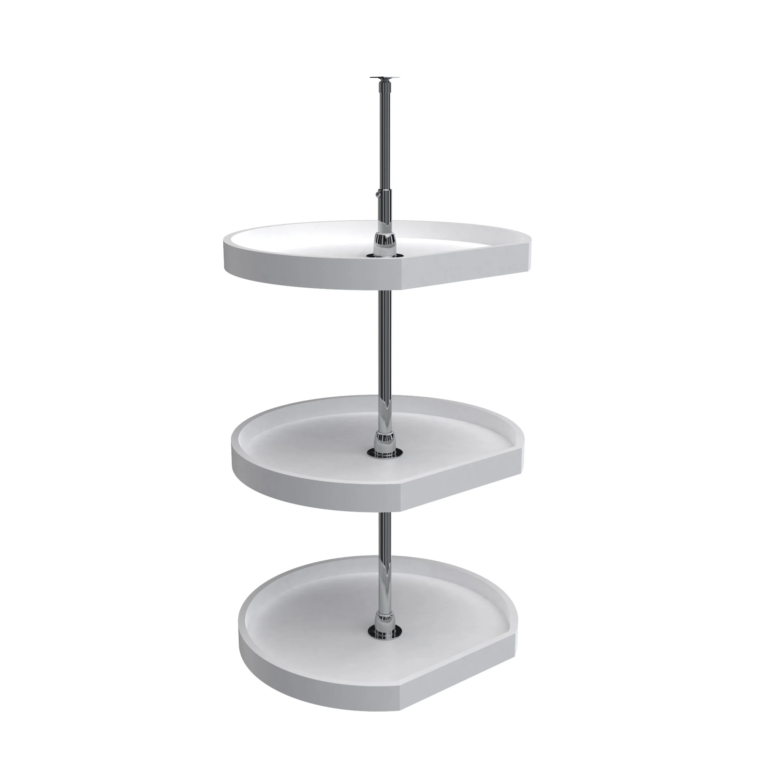 22 in White Polymer D-Shape Lazy Susans 3-Shelf White 22 in (559 mm) W x 22 in (559 mm) D x 38 in (965 mm) H - Image 3