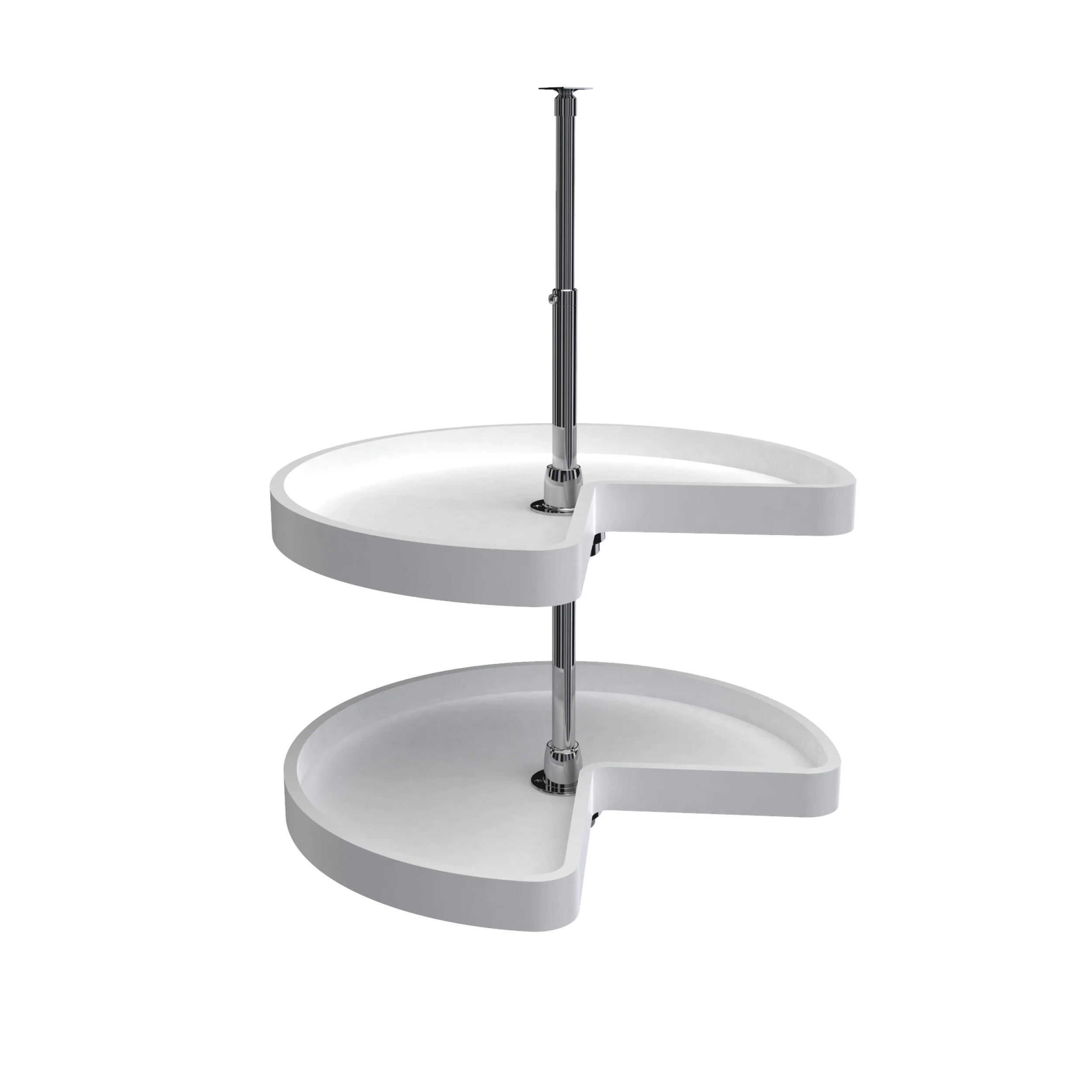 24 in White Polymer Kidney Lazy Susans 2-Shelf White 24 in (610 mm) W x 24 in (610 mm) D x 26 in (660 mm) H