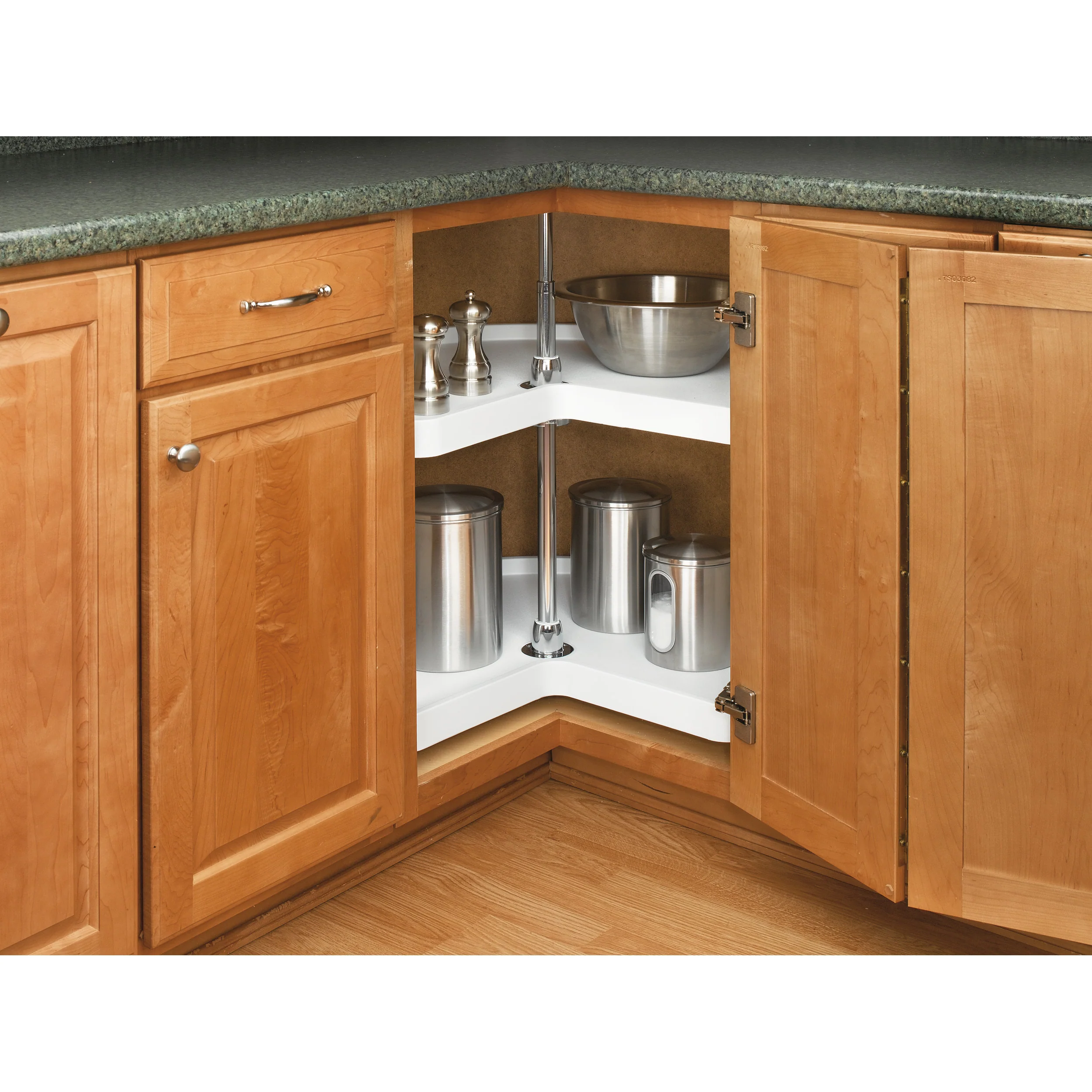 28 in White Polymer Kidney Lazy Susans 2-Shelf White 28 in (711 mm) W x 28 in (711 mm) D x 26 in (660 mm) H - Image 2
