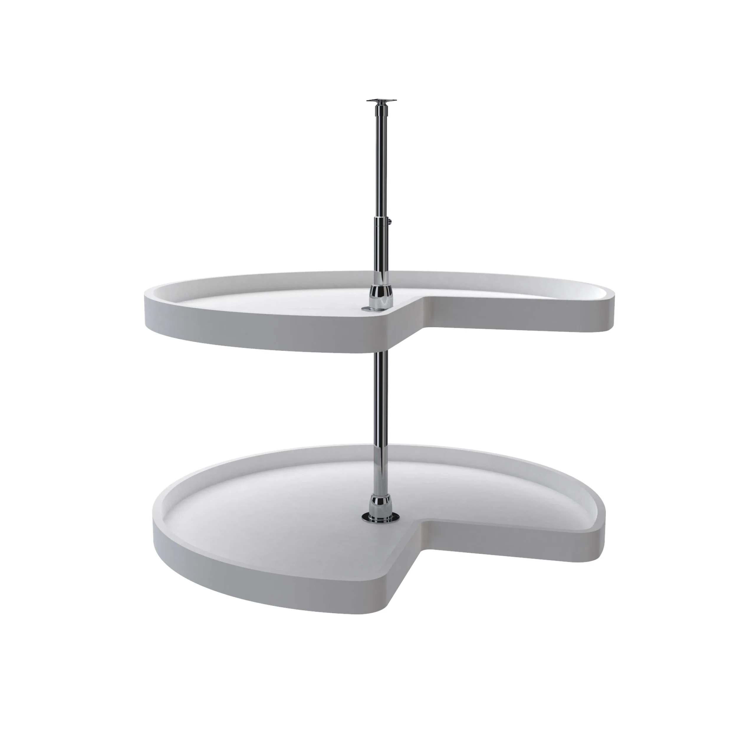 32 in White Polymer Kidney Lazy Susans 2-Shelf White 32 in (813 mm) W x 32 in (813 mm) D x 26 in (660 mm) H - Image 3