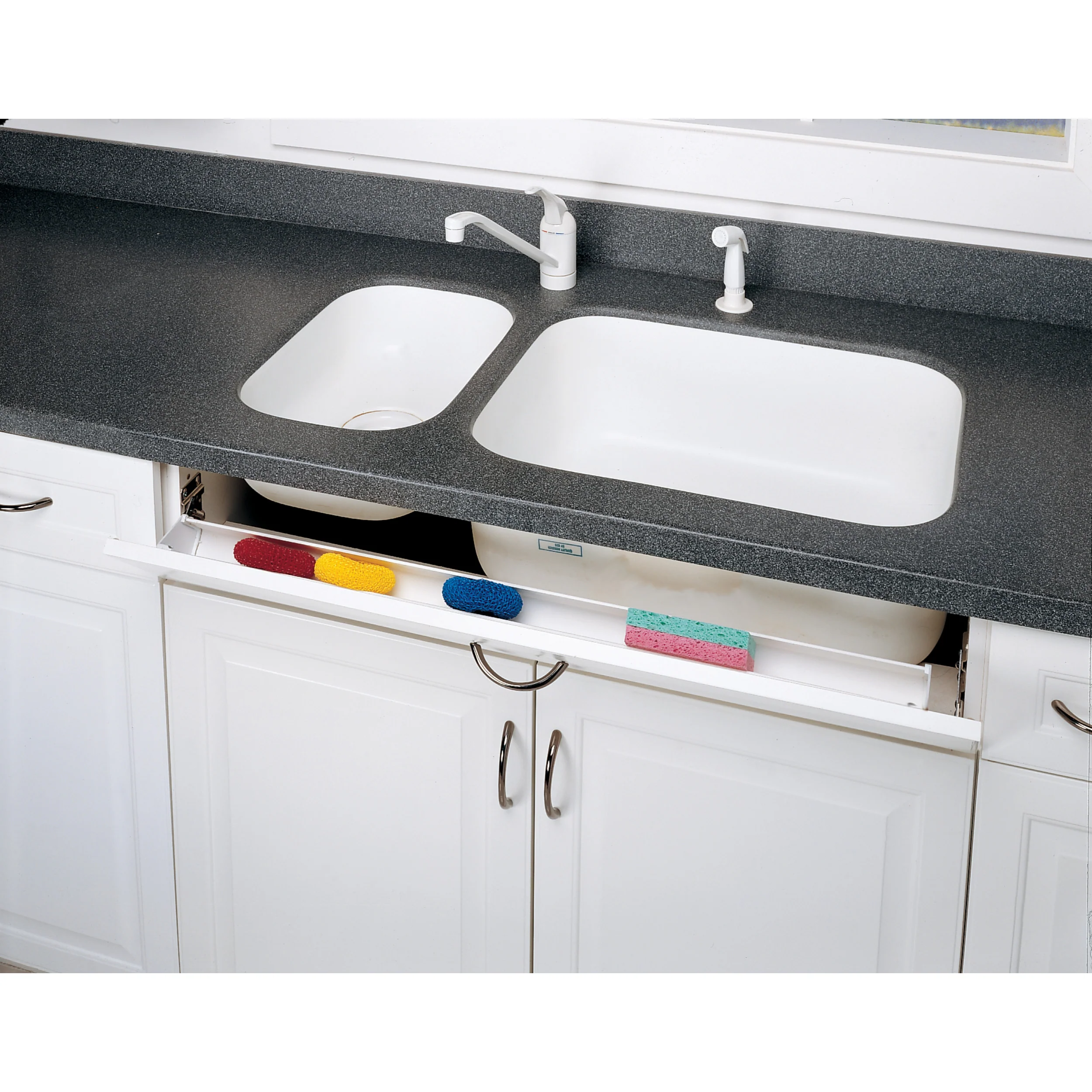 36 in White Polymer Slim Series Tip-Out Tray White 36 in (914 mm) W x 1.69 in (43 mm) D x 3.94 in (100 mm) H - Image 3
