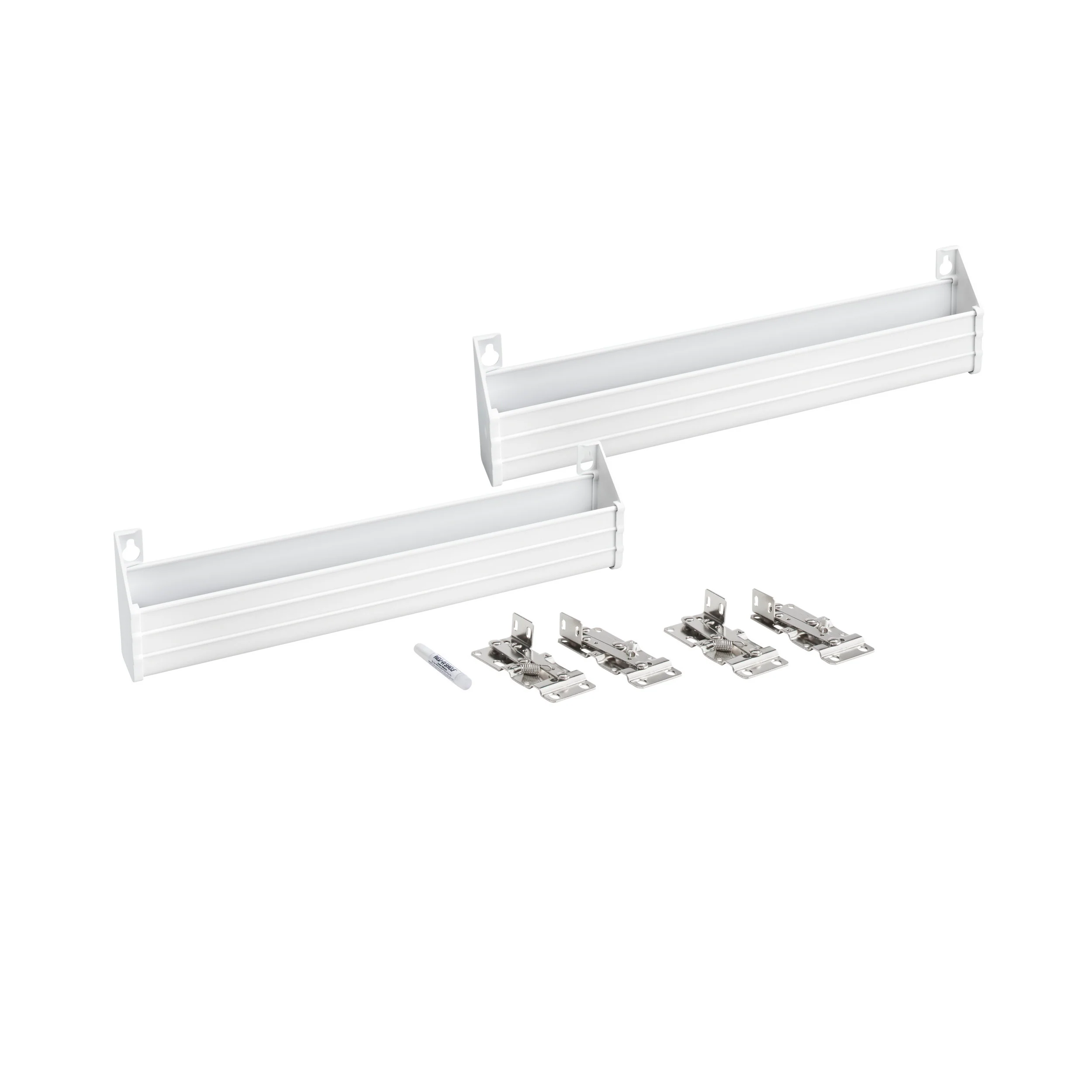 14 in White Polymer Slim Series Tip-Out Trays White 14 in (356 mm) W x 1.69 in (43 mm) D x 3.94 in (100 mm) H