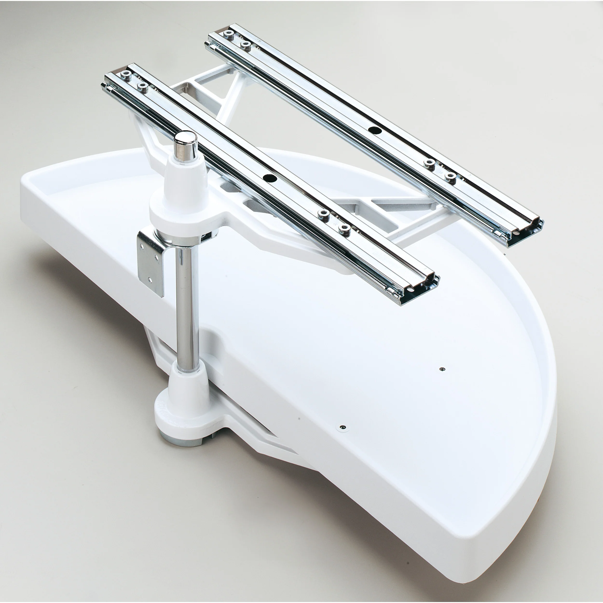 31 in Polymer Two-Tier Half Moon Susans White  31 in (787 mm) W x 15.5 in (394 mm) D x 15.88 in (403 mm) H - Image 2