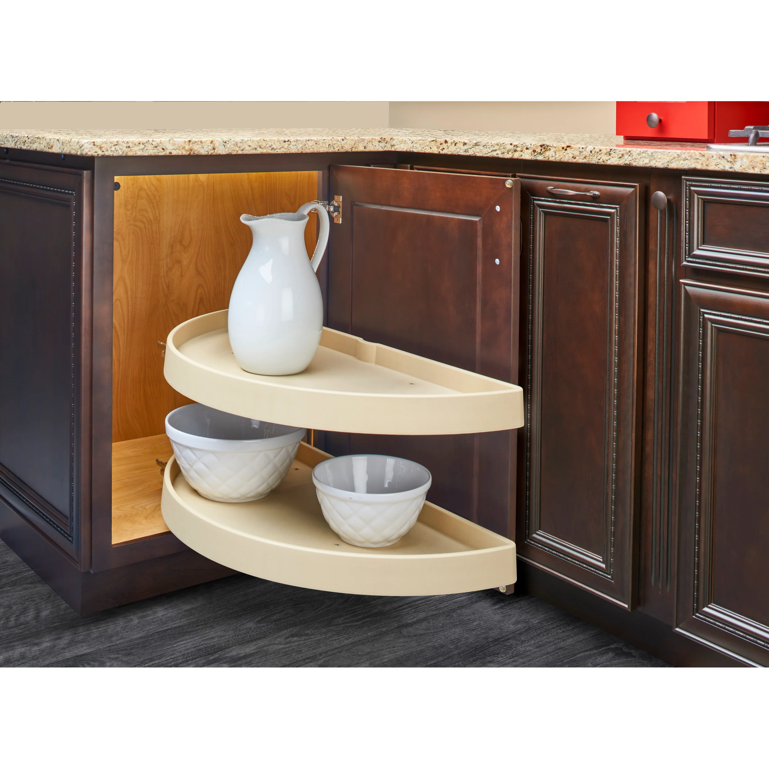 33 in Polymer Two-Tier Half Moon Susans Almond 33 in (838 mm) W x 16.5 in (419 mm) D x 15.88 in (403 mm) H - Image 4