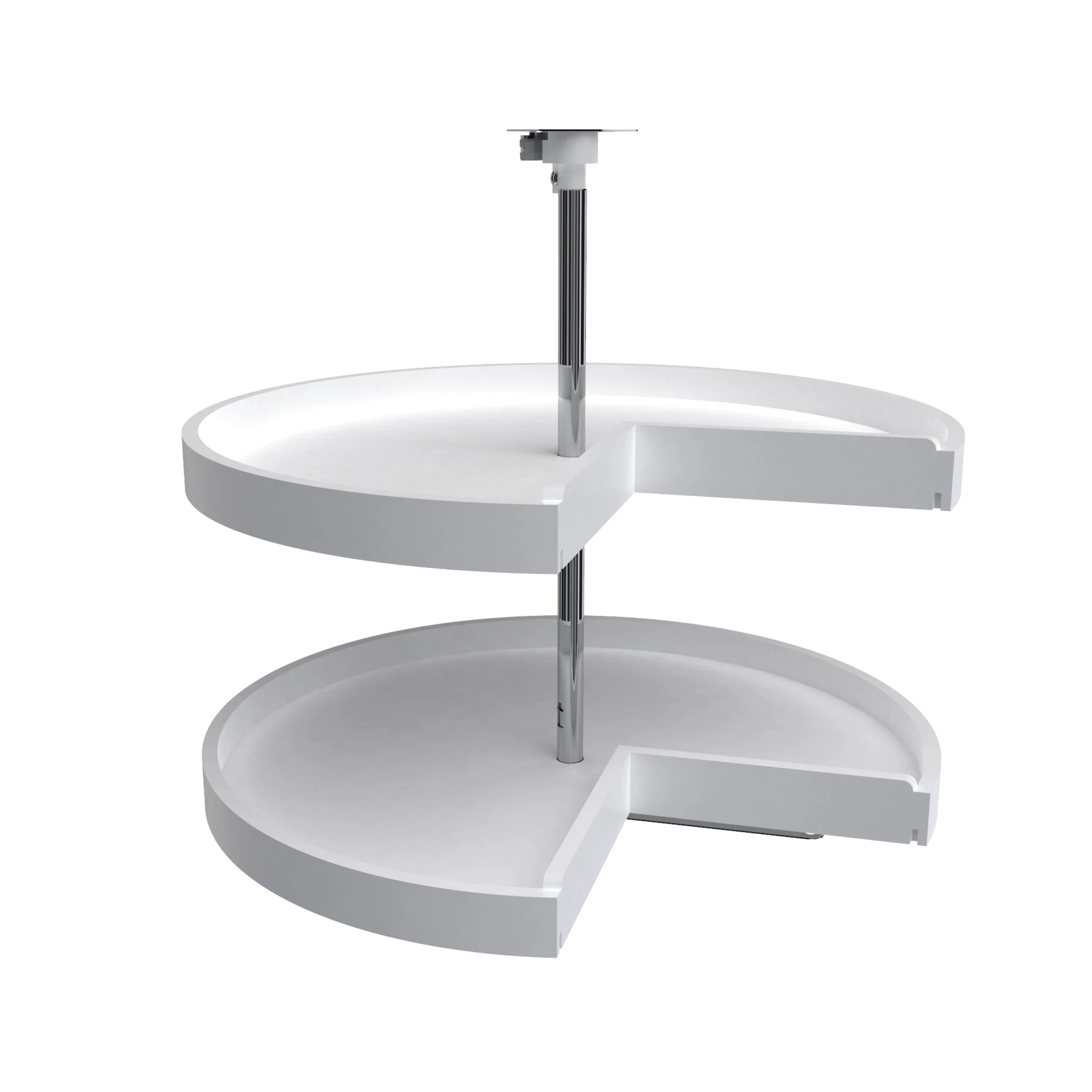 28 in White Polymer Pie-Cut Lazy Susans 2-Shelf White  28 in (711 mm) W x 28 in (711 mm) D x 26 in (660 mm) H - Image 3