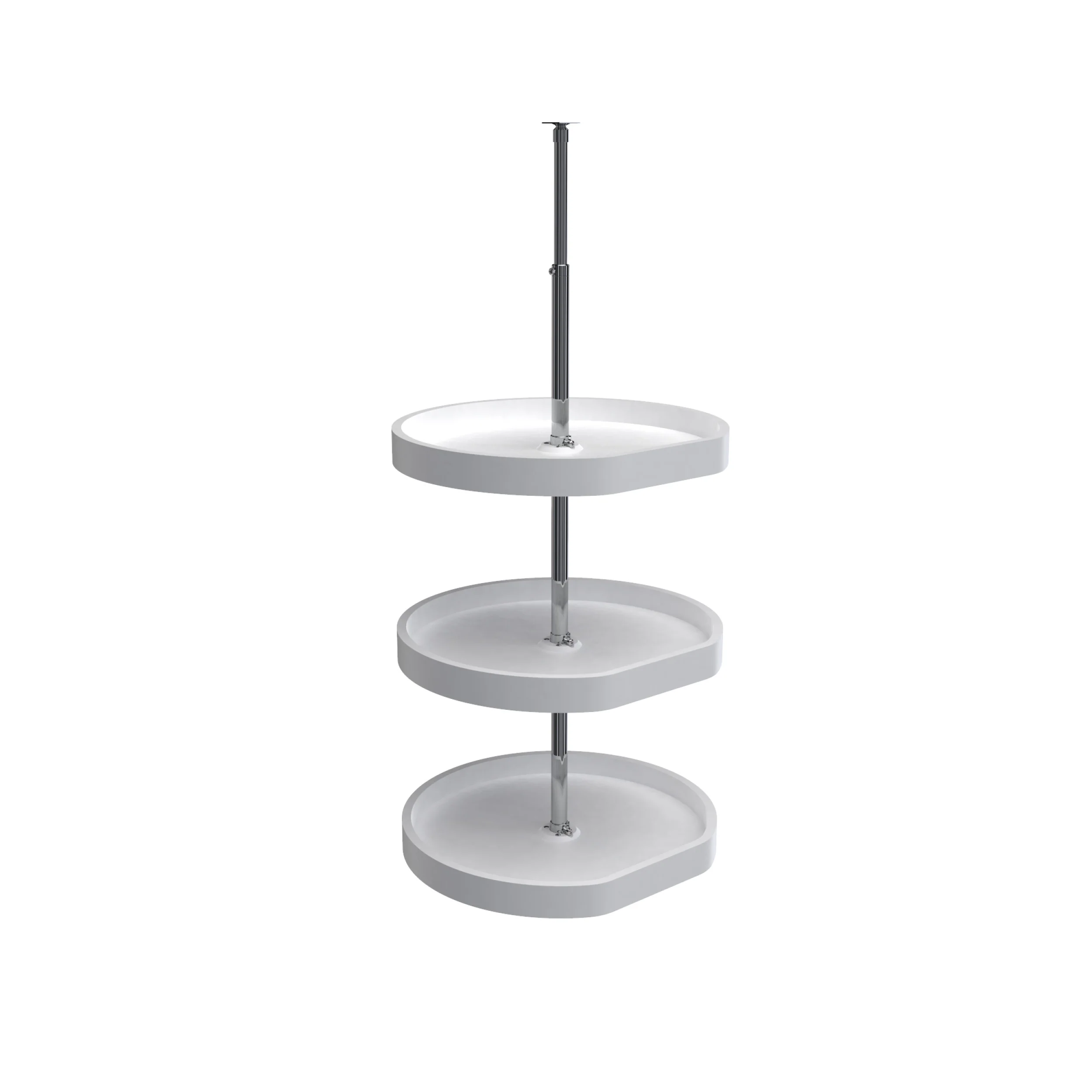 20 in White Polymer D-Shape Lazy Susans 3-Shelf White 20 in (508 mm) W x 20 in (508 mm) D x 38 in (965 mm) H - Image 2